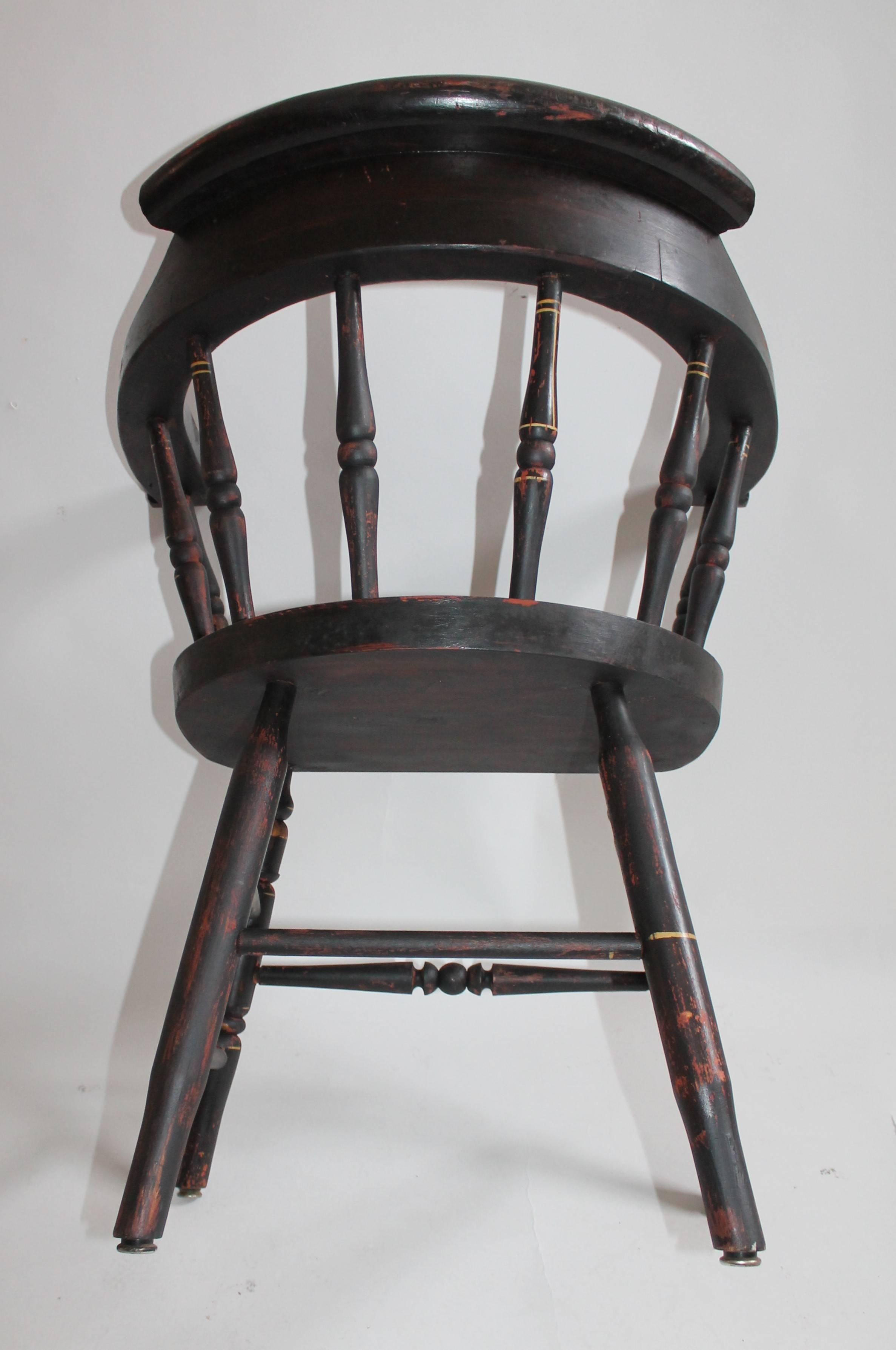 Hand-Painted 19th Century Original Paint Decorated Captains Chair with Eagle and Stars For Sale