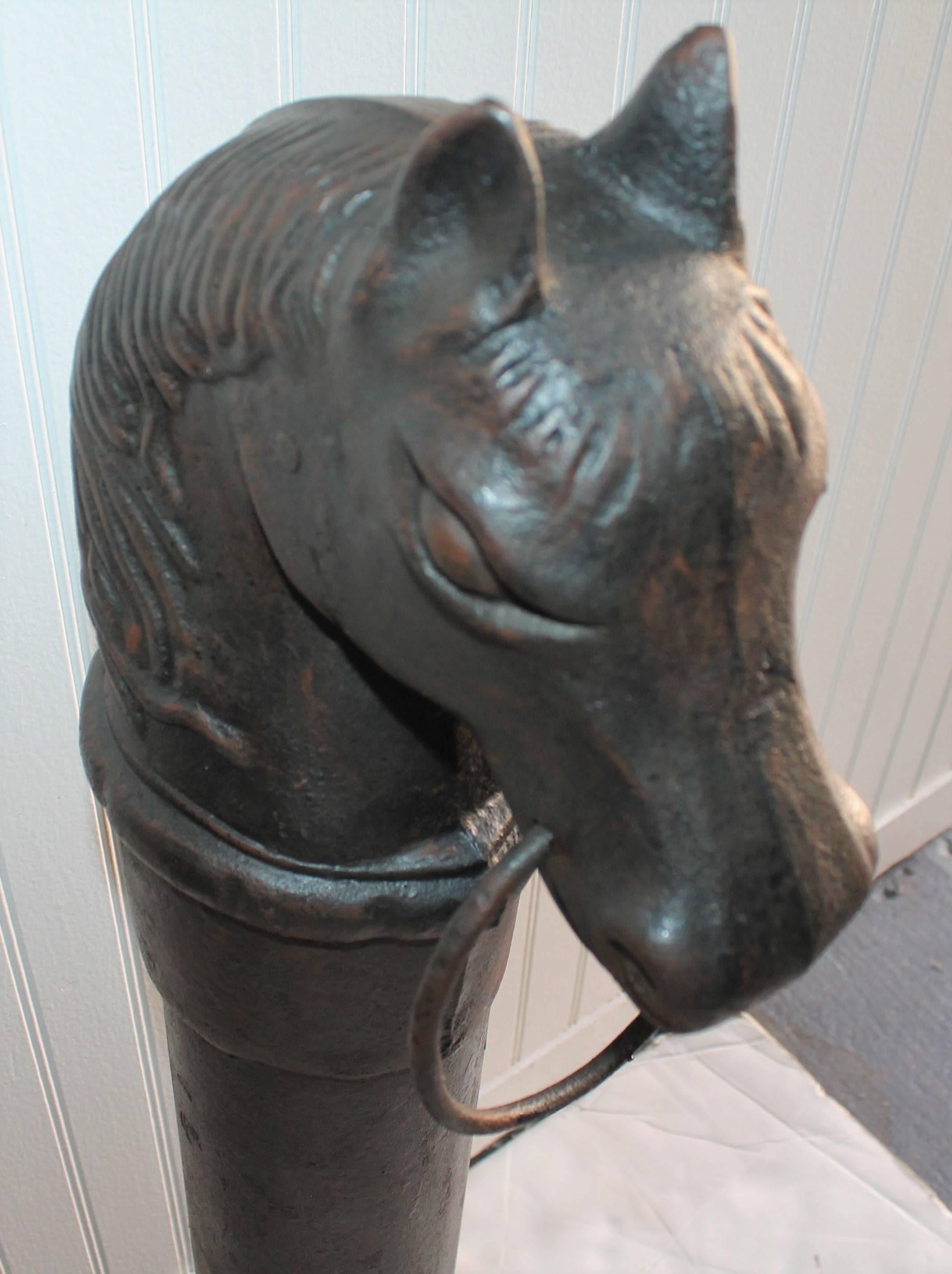 19th Century Cast Iron Painted Horse Hitching Post 1