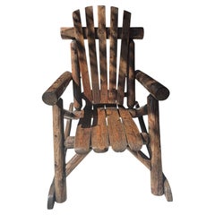 Monumental 20thc hand Made Pine Log Rocking Chair