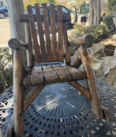 Monumental 20thc hand Made Pine Log Rocking Chair