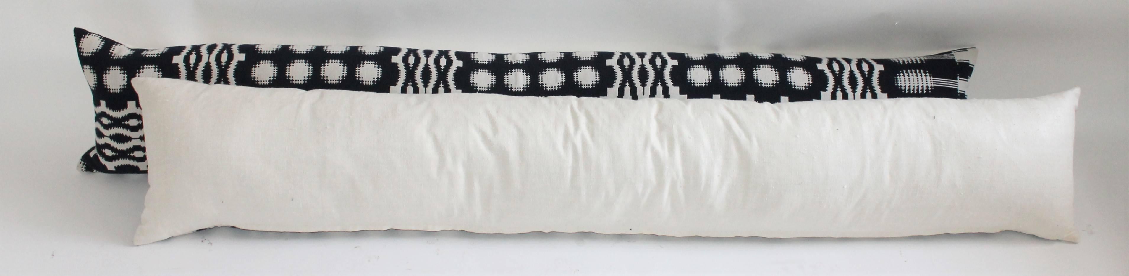 Wool Pair of Monumental 19th Century Jacquard Coverlet Bolster Pillows