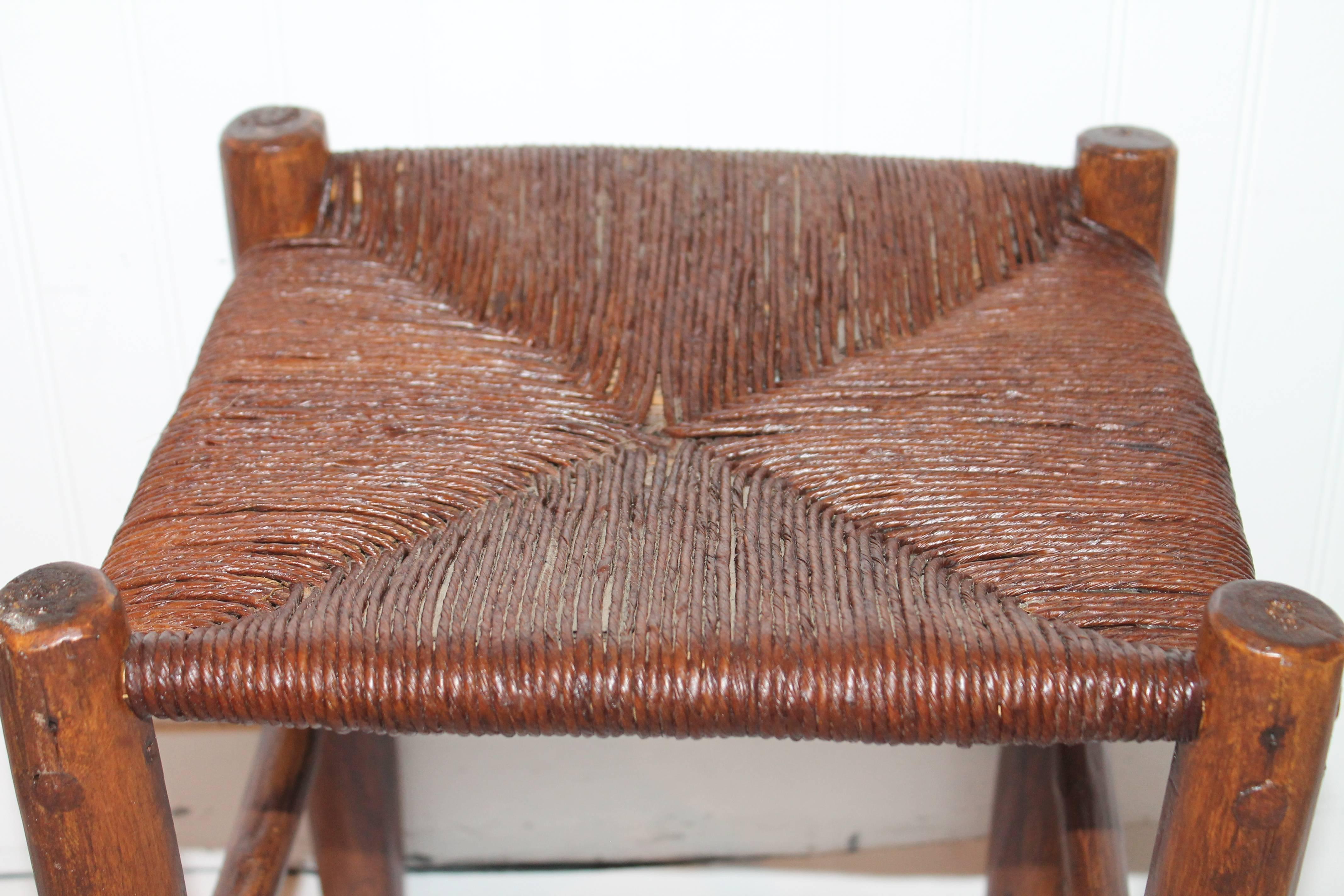 Adirondack 19th Century Handmade Hickory Stool or Bench