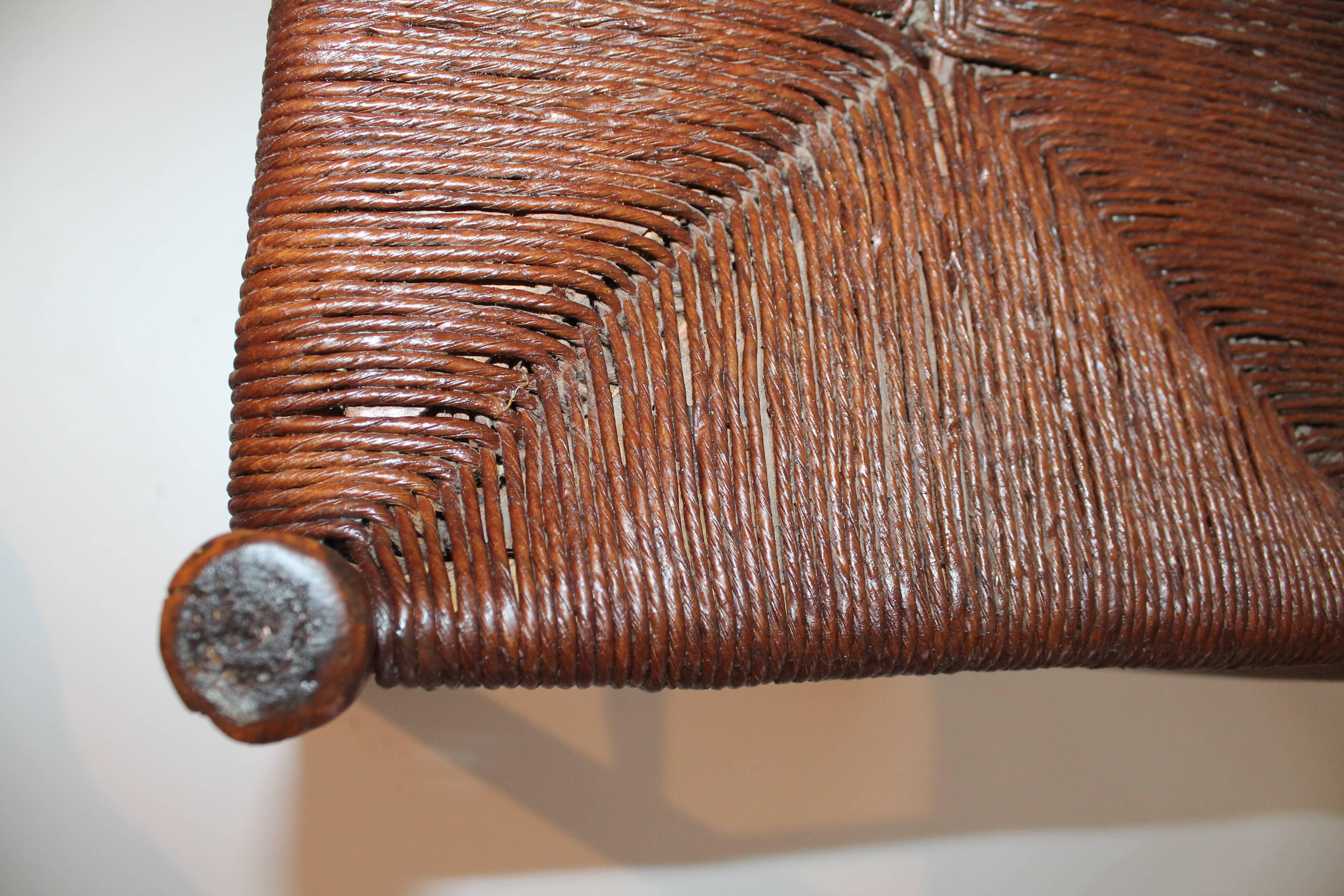 American 19th Century Handmade Hickory Stool or Bench