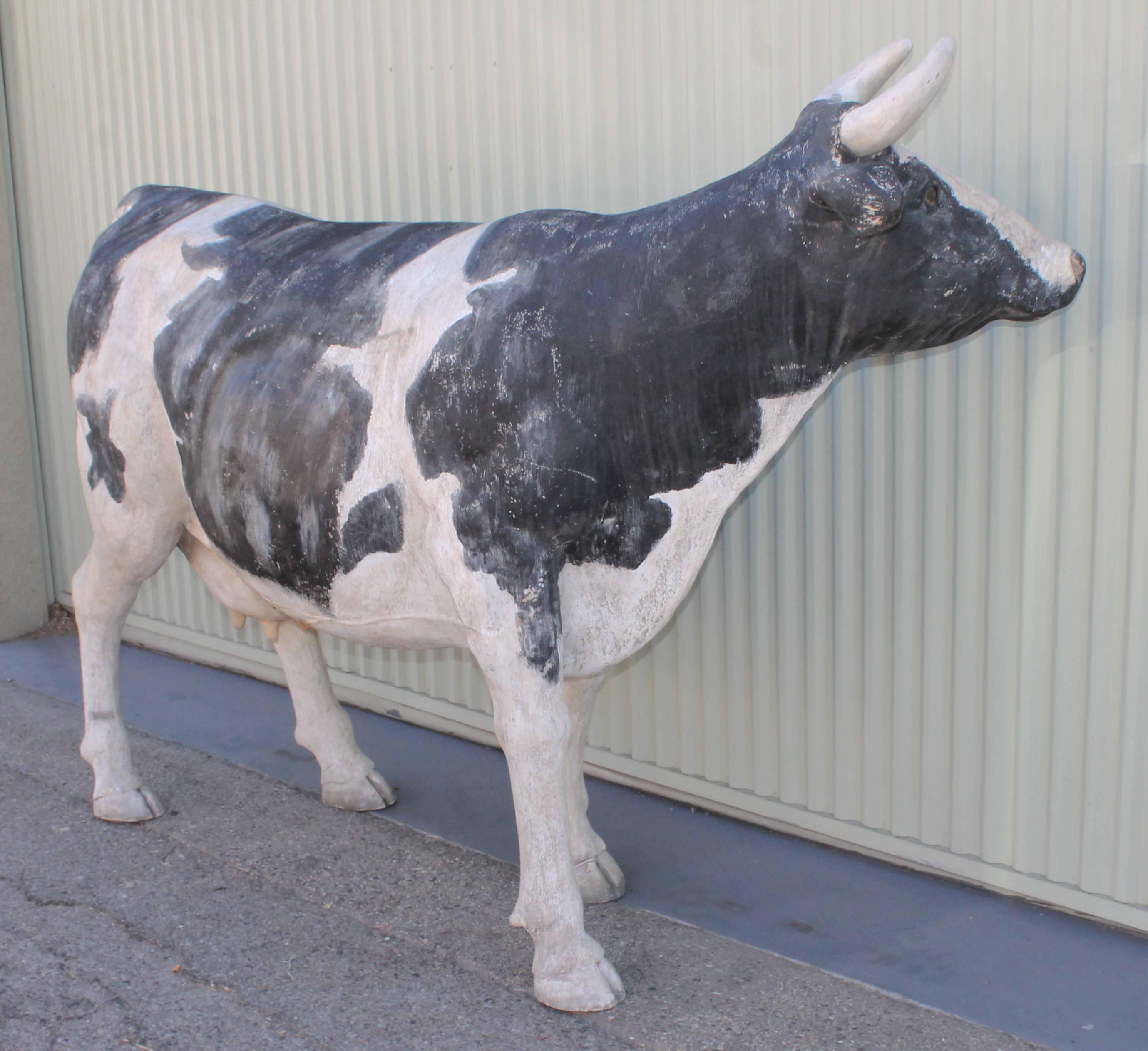 Hand-Painted Monumental Full Body Dairy Farm Cow Trade Sign