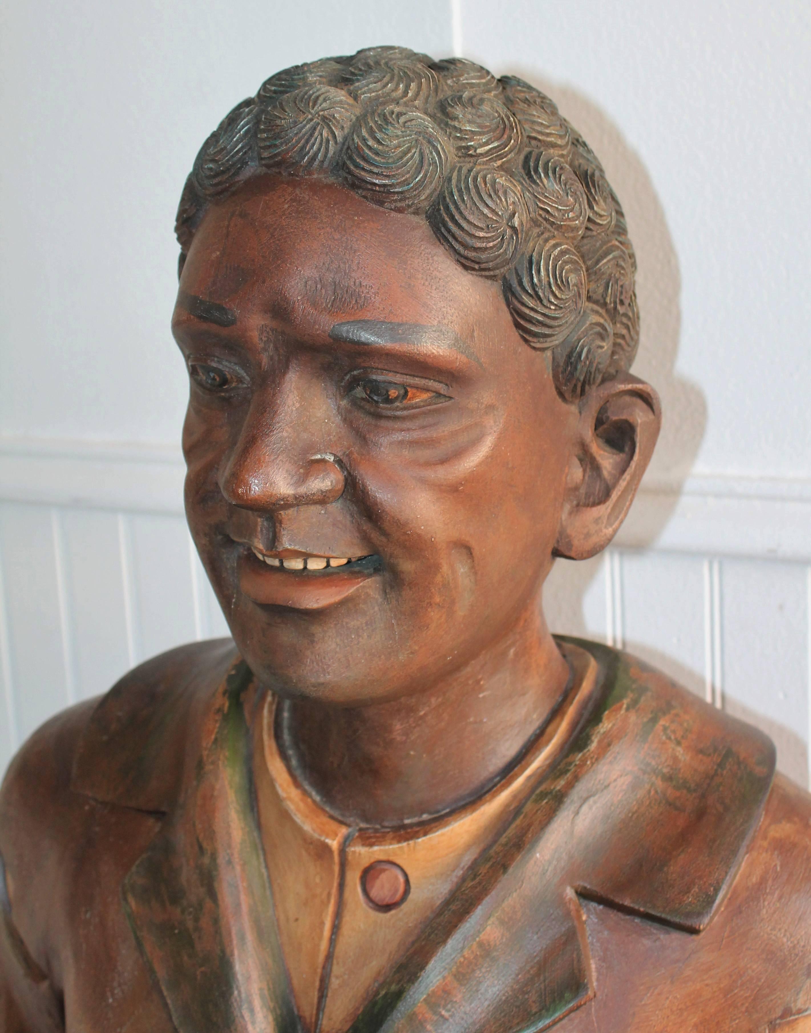 Folk Art Hand-Carved and Painted 19th Century Cigar Store Figure For Sale