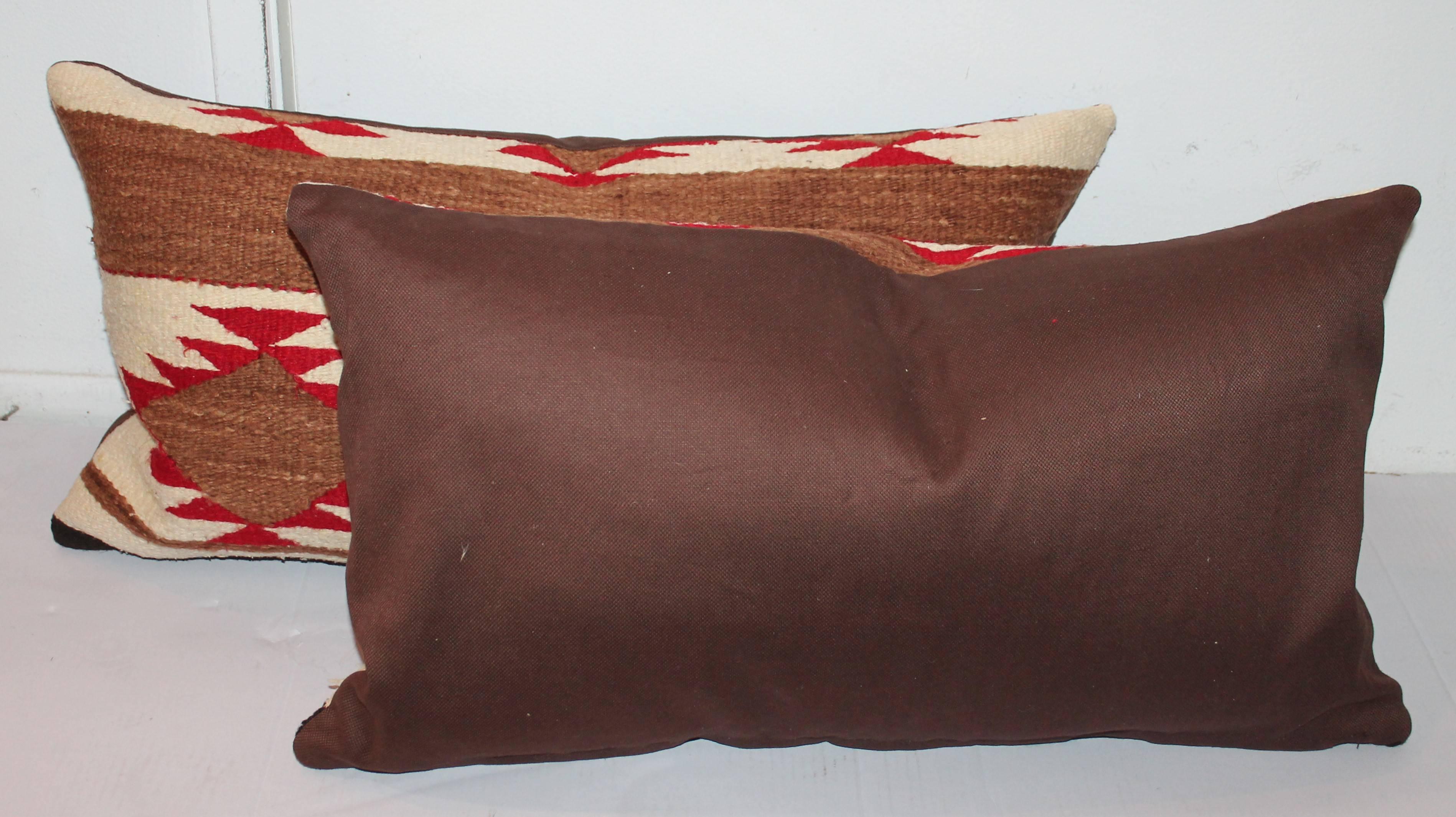 American Pair of Navajo Saddle Blanket Weaving Pillows