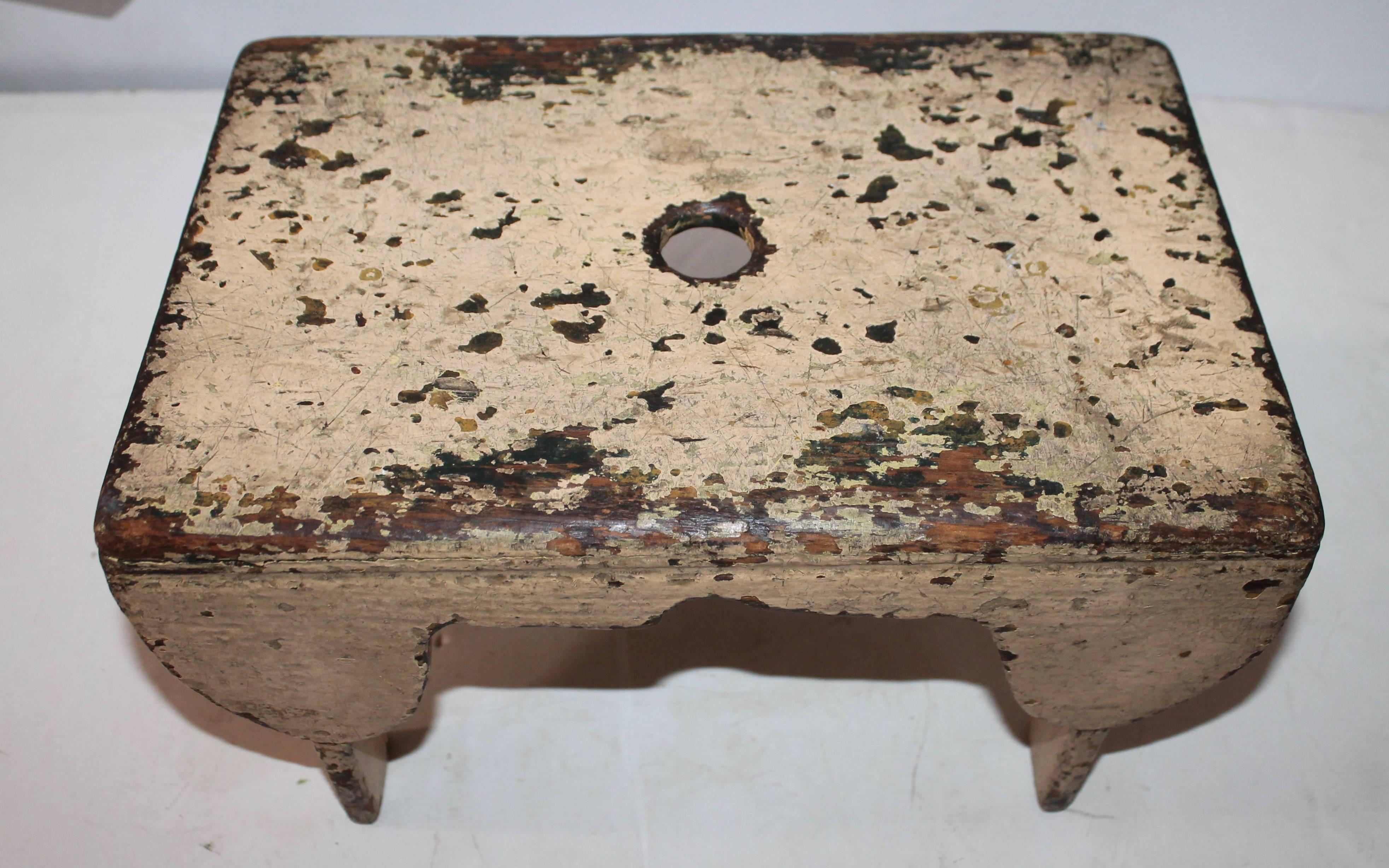 Folk Art Early 19th Century Bench in Original Putty Paint
