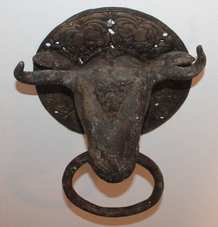 19th Century Spanish Iron Bull Door Knocker at 1stDibs