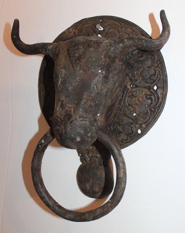 19th Century Spanish Iron Bull Door Knocker at 1stDibs