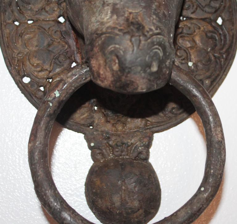 19th Century Spanish Iron Bull Door Knocker at 1stDibs