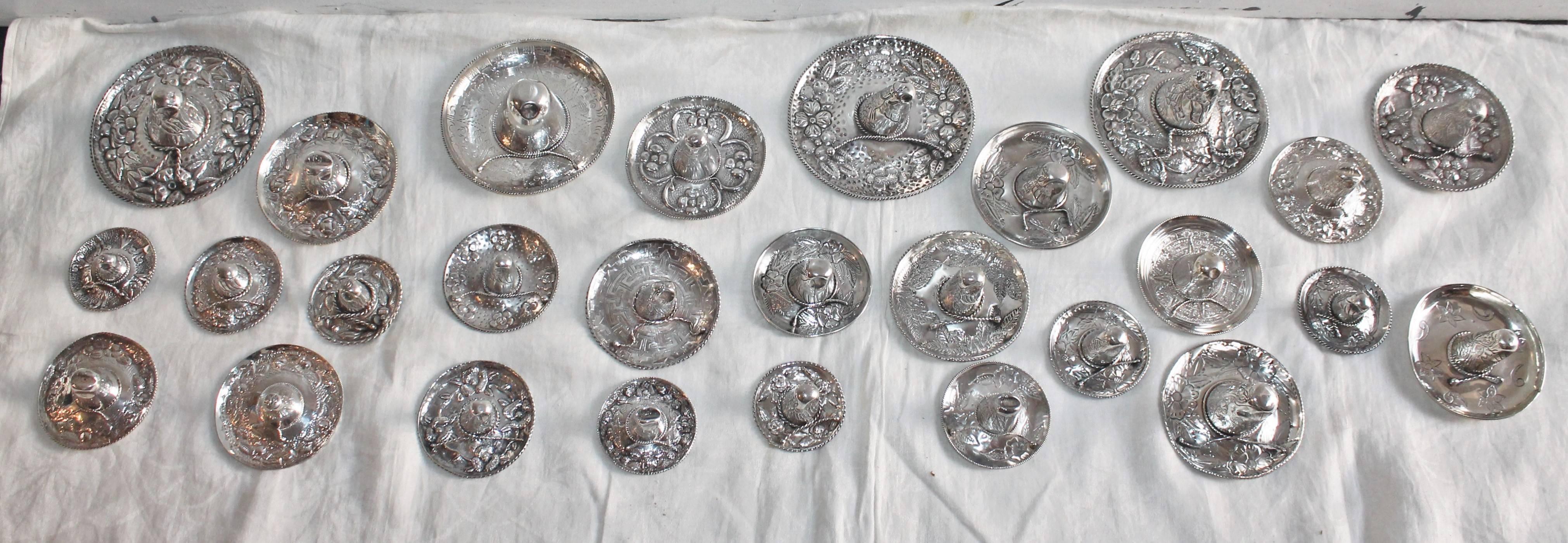 This is an amazing collection a very long time in the making. We believe all items in this listing are made in Mexico. As shown in the images these are 925/1000 in silver content. All sombreros have been polished and checked for quality. All have