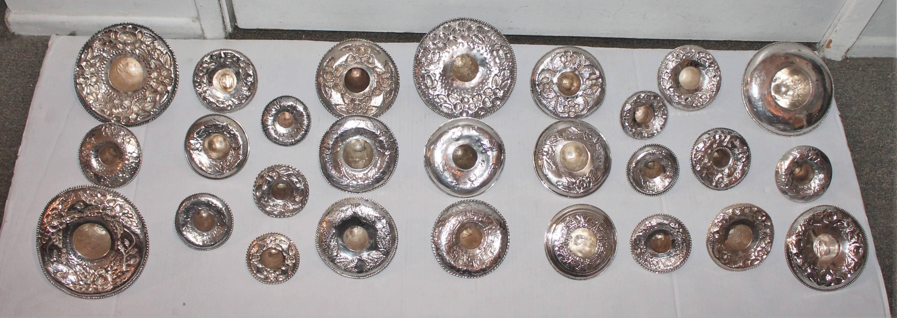 20th Century Set of 27 Decorative Mexican Sterling Silver Sombreros