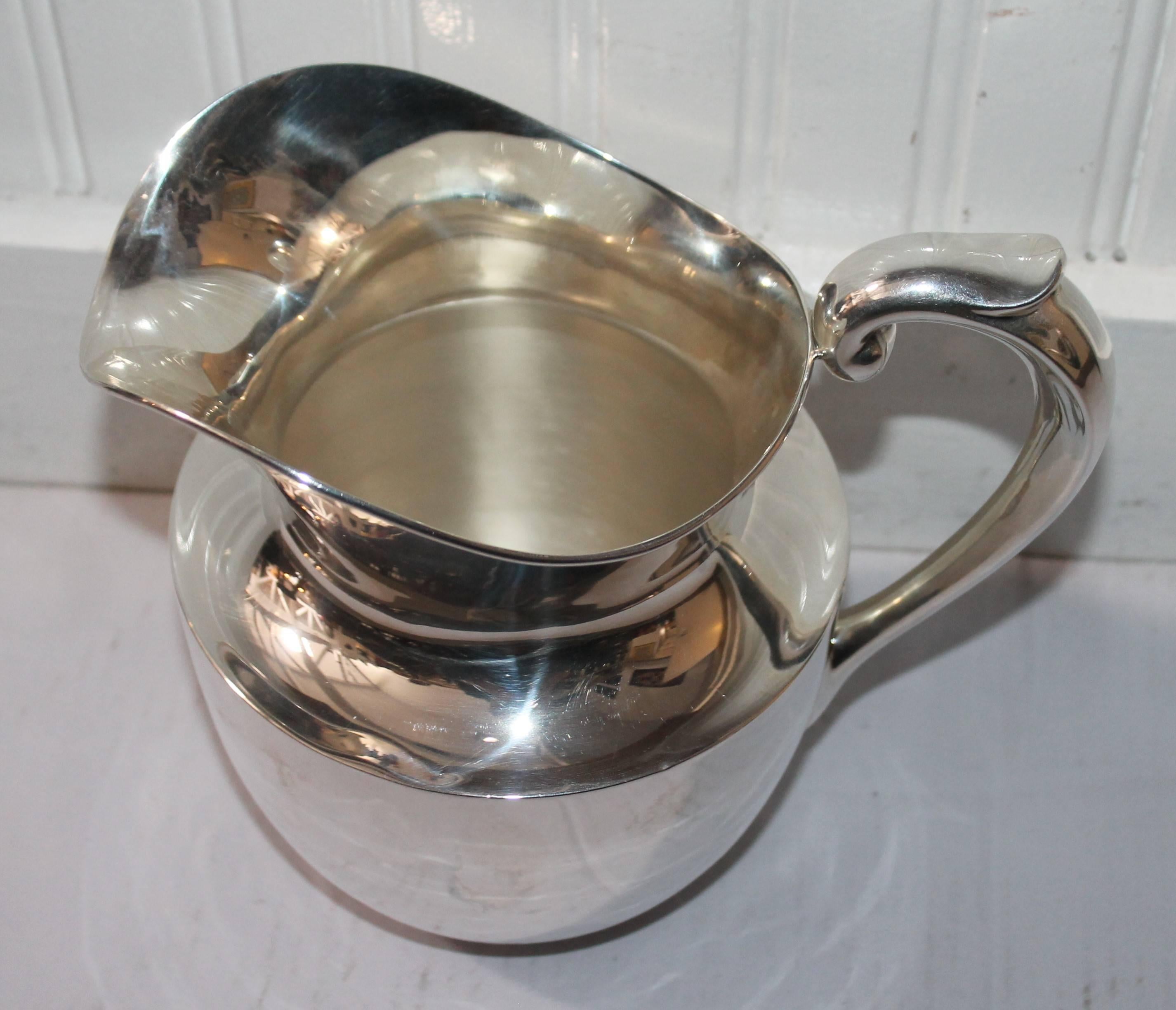 Hand-Crafted Pair of Sterling Silver Large Water Pitchers