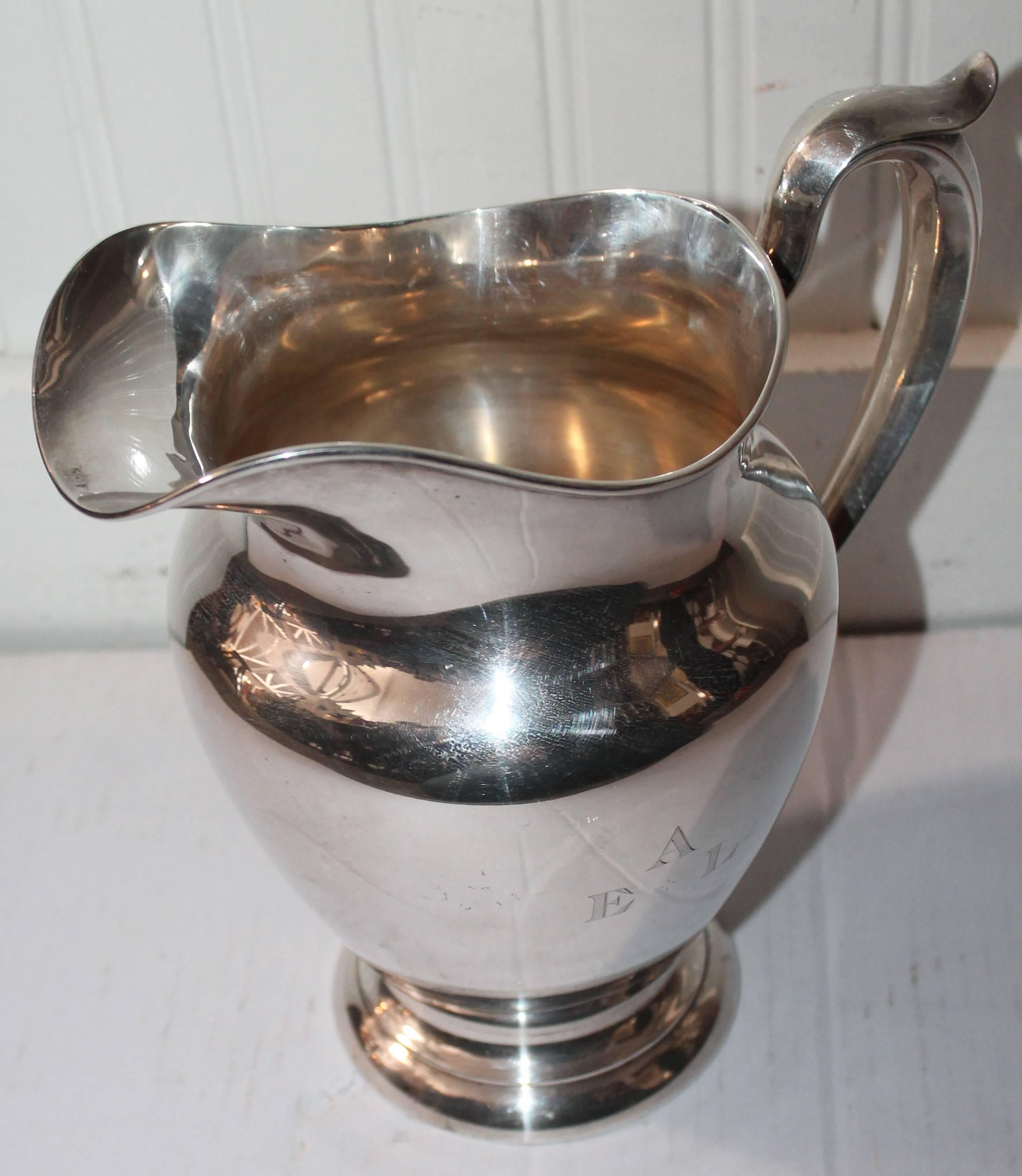 Pair of Sterling Silver Large Water Pitchers 1