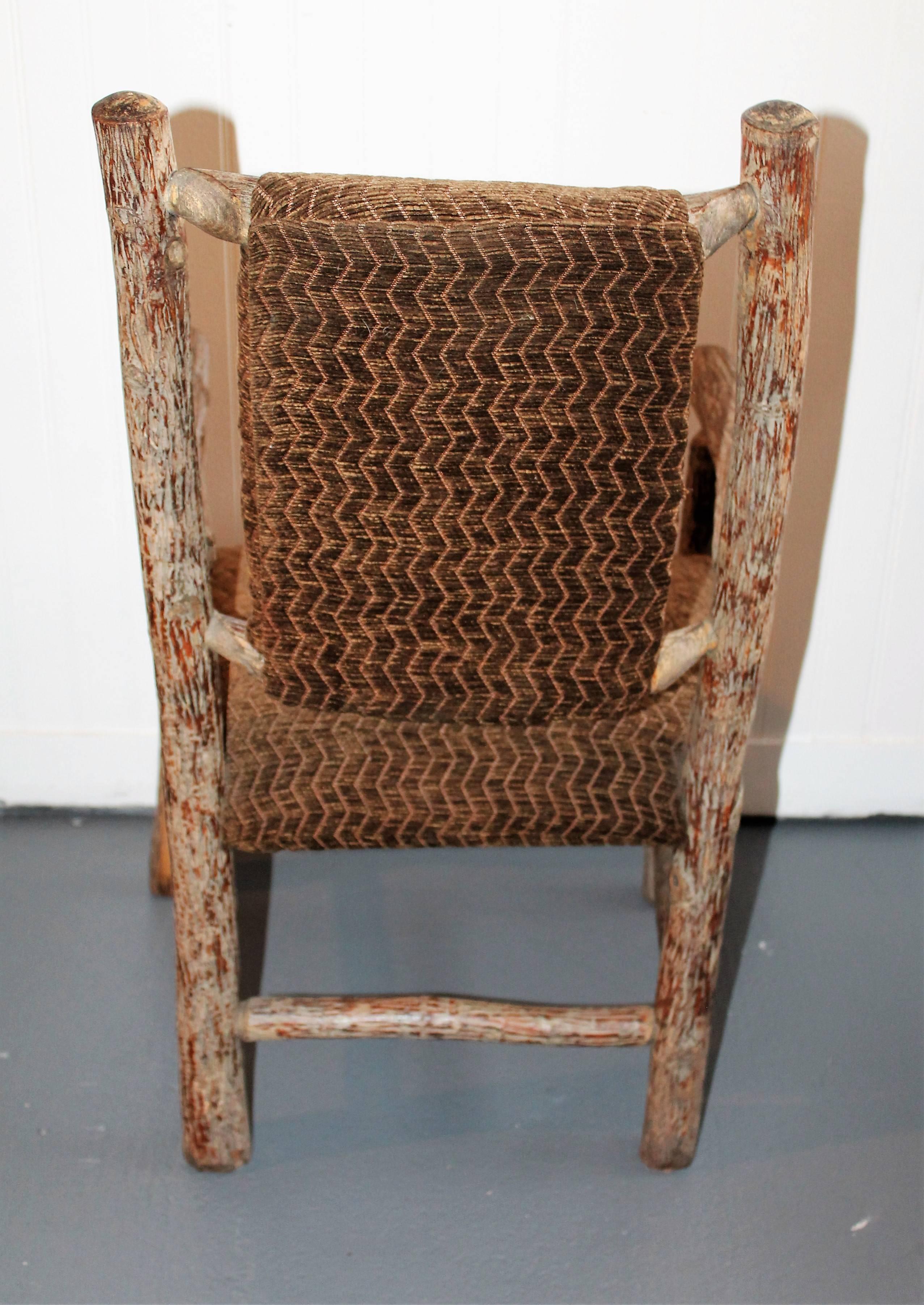 Hand-Crafted Mid-20th Century Child's Old Hickory Upholstered Chair For Sale