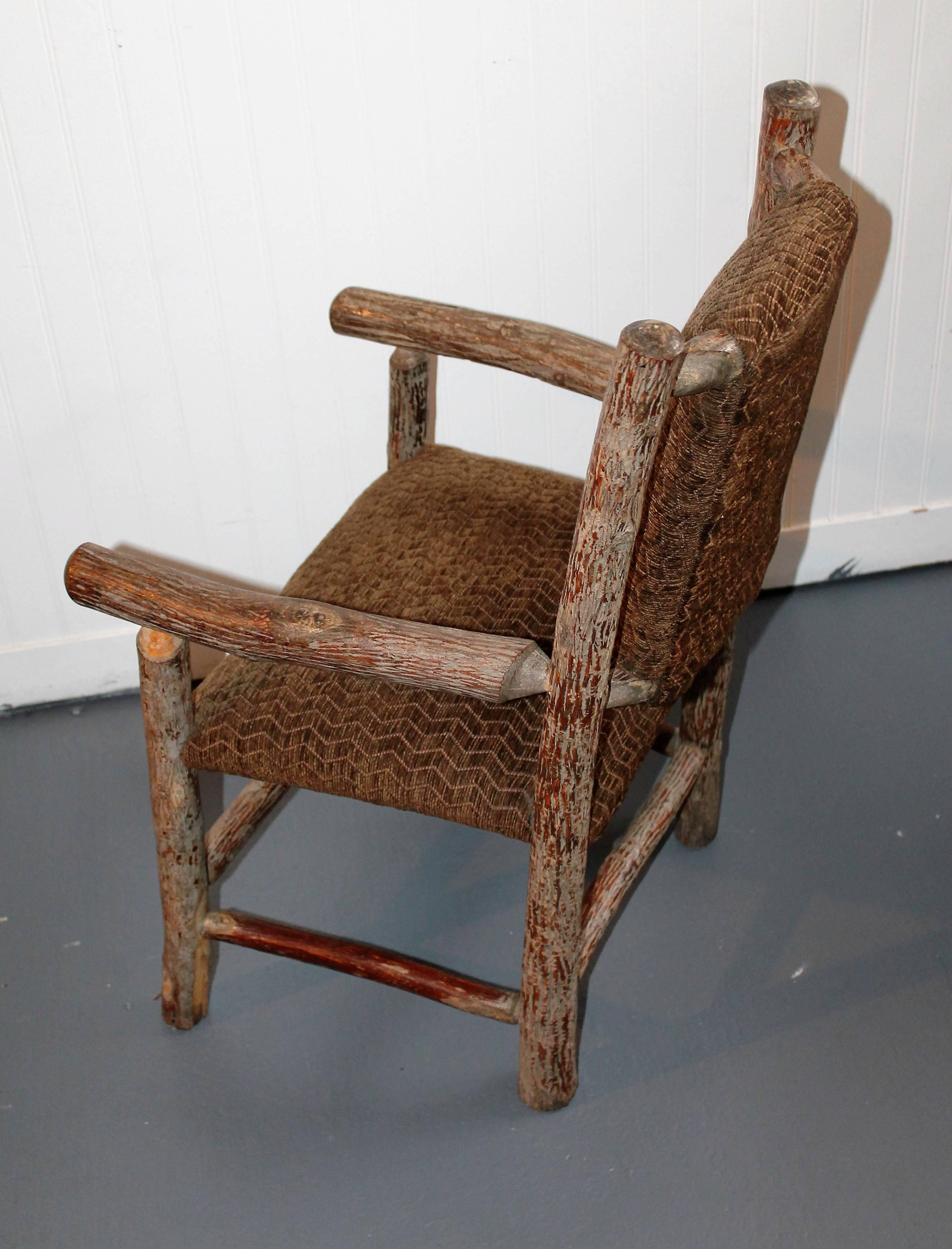 Mid-20th Century Child's Old Hickory Upholstered Chair In Excellent Condition For Sale In Los Angeles, CA