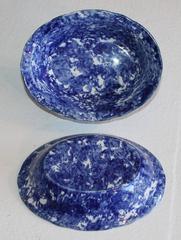 Pair of 19th Century Oval Spongeware Serving Bowls