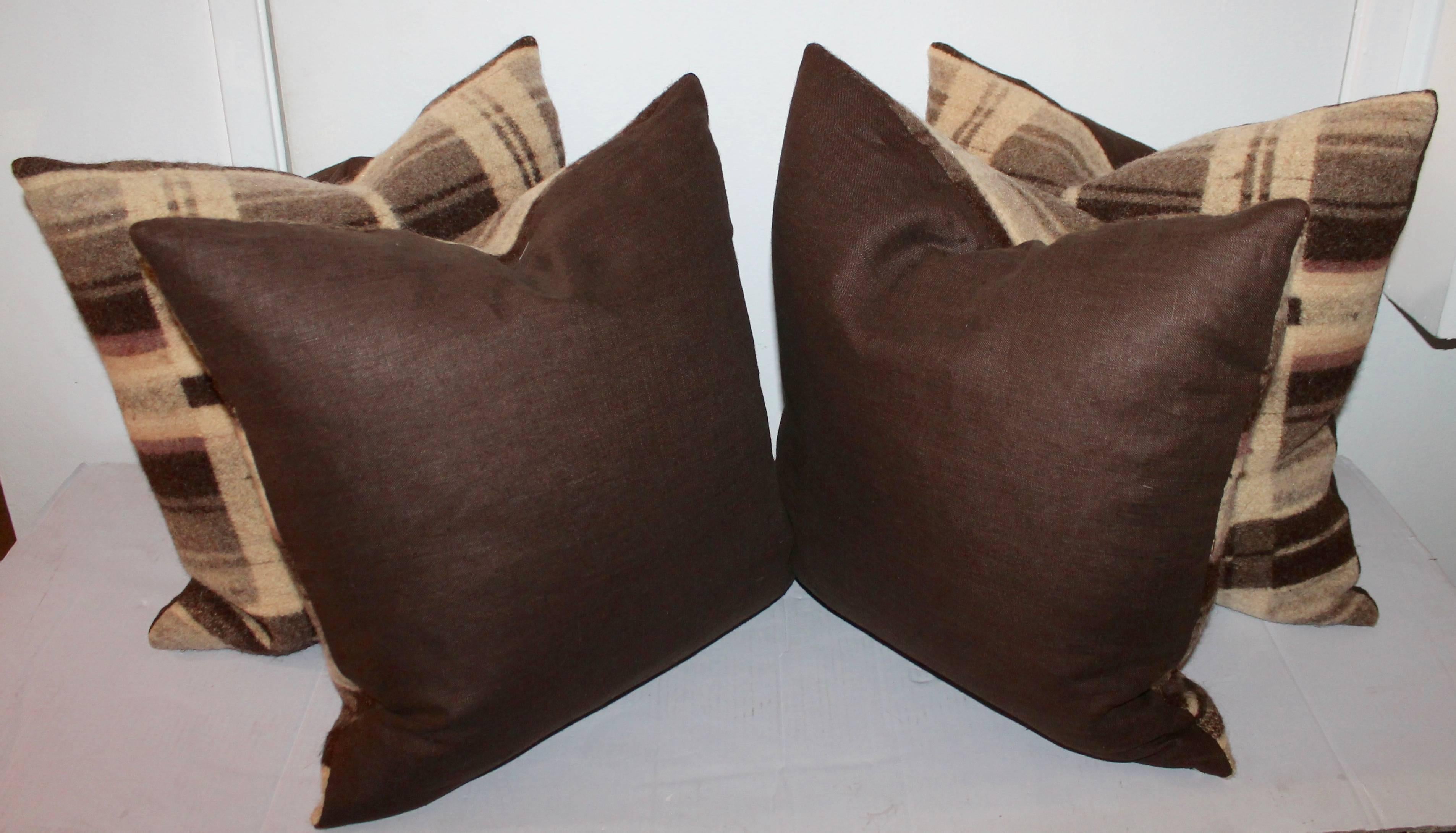 Adirondack 19th Century Brown Horse Blanket Pillows, Pair