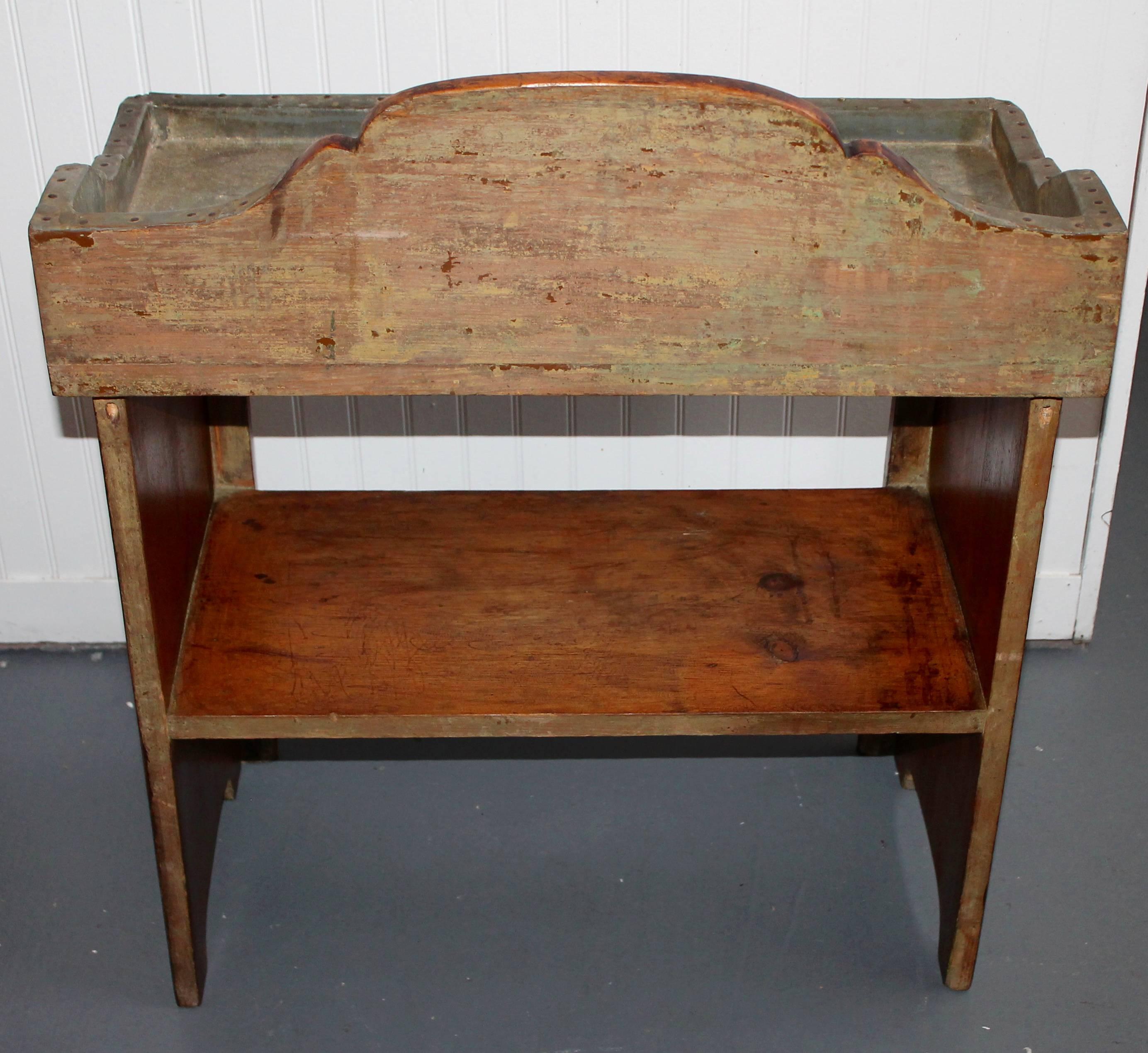 American 19th Century Diminutive Pine Dry Sink or Side Table