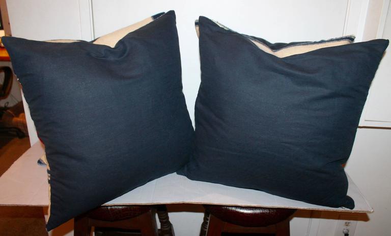 American Early Mexican Tex Coco Indian Weaving Pillows, Pair For Sale