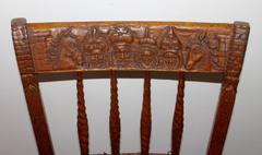19th Century Handmade English Chess Carved Chair