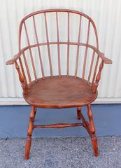 18th Century Salmon Painted Knuckle Arm Windsor Chair