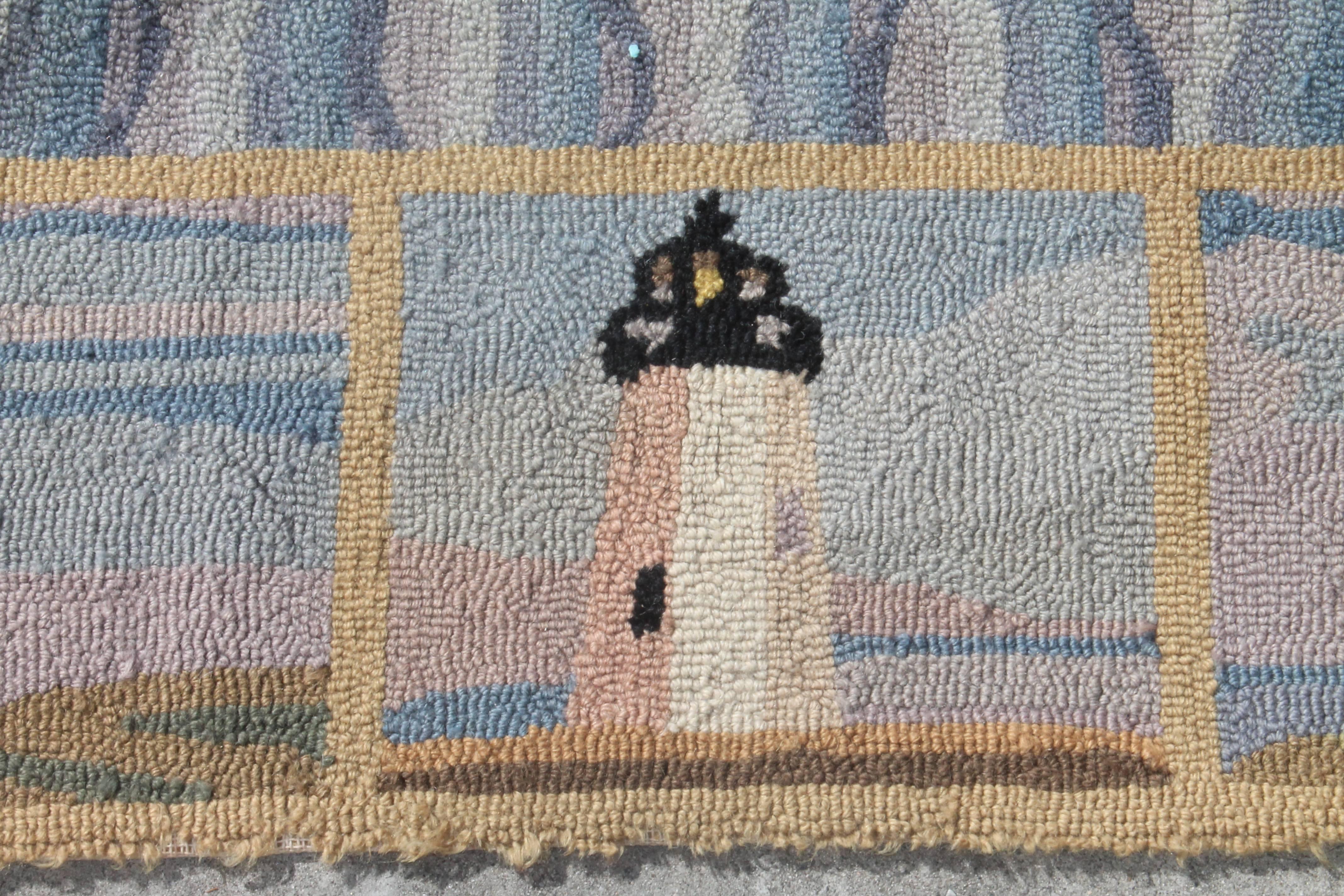 Pictorial Hand-Hooked Nautical Room Size Rug For Sale at 1stDibs