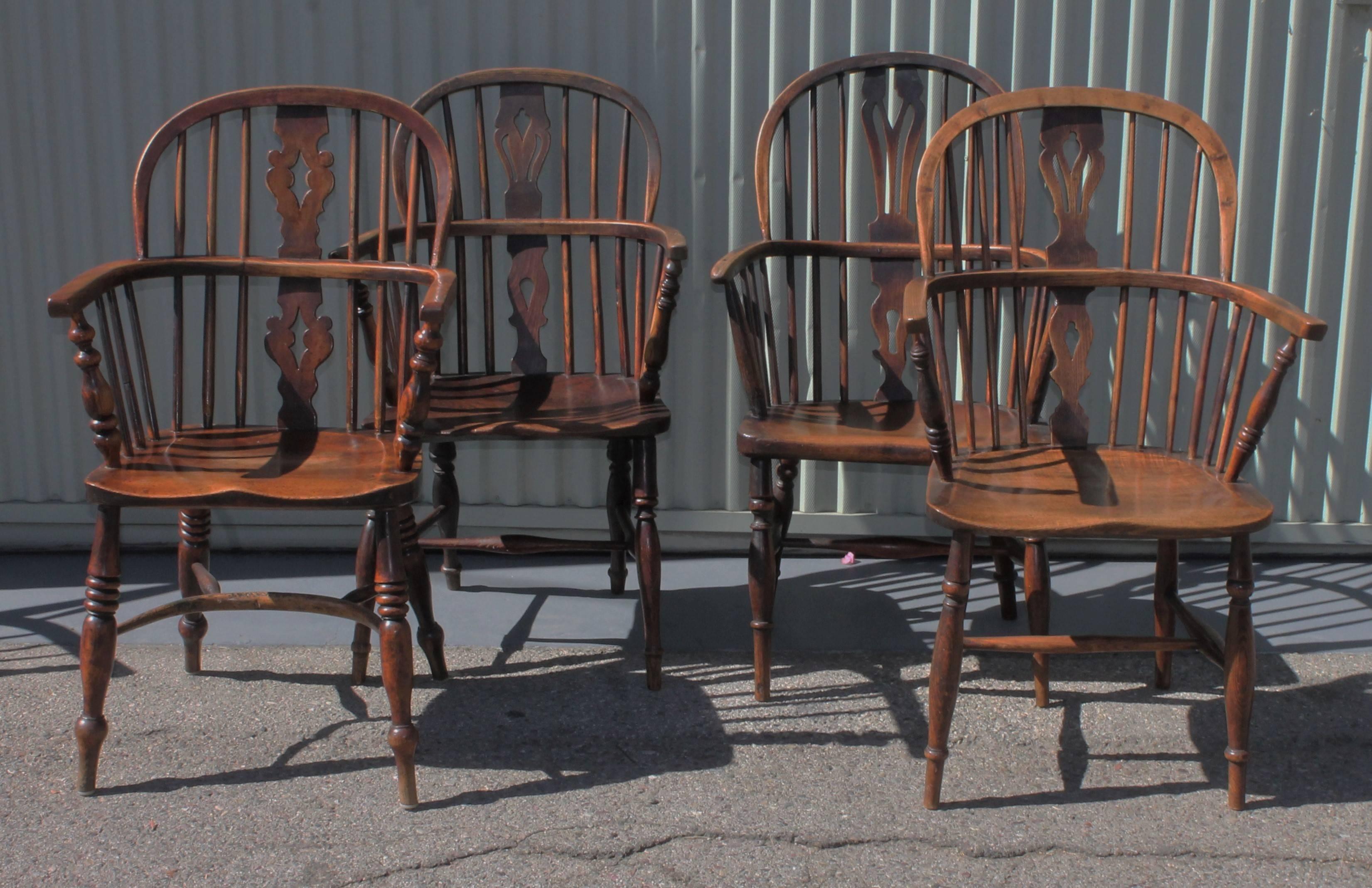 Wood Set of Six Early 19th Century English Windsor Chairs