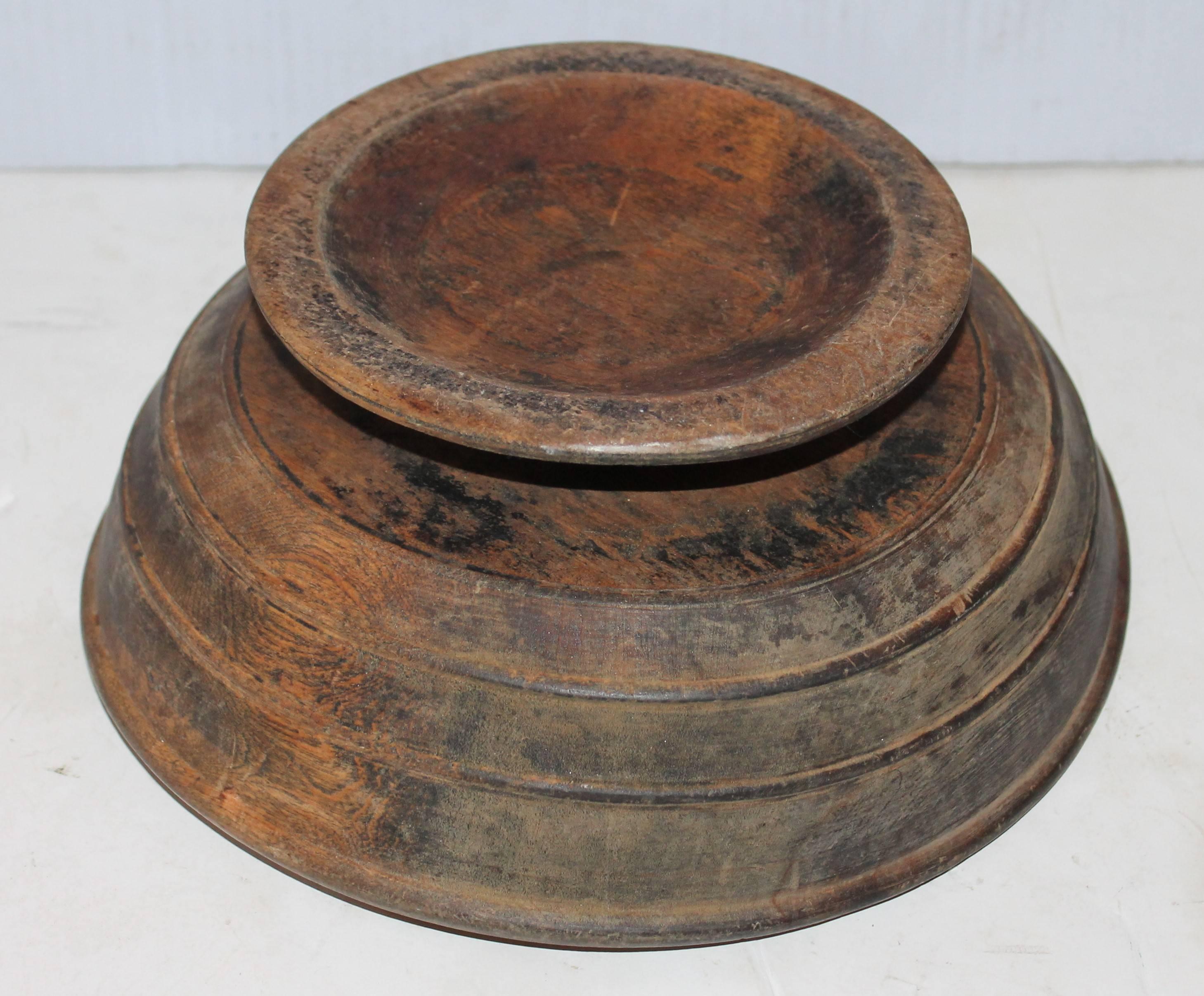 18th Century and Earlier 18th Century Treen Bowl Filled with Collection of 30-Piece of Stone Fruit