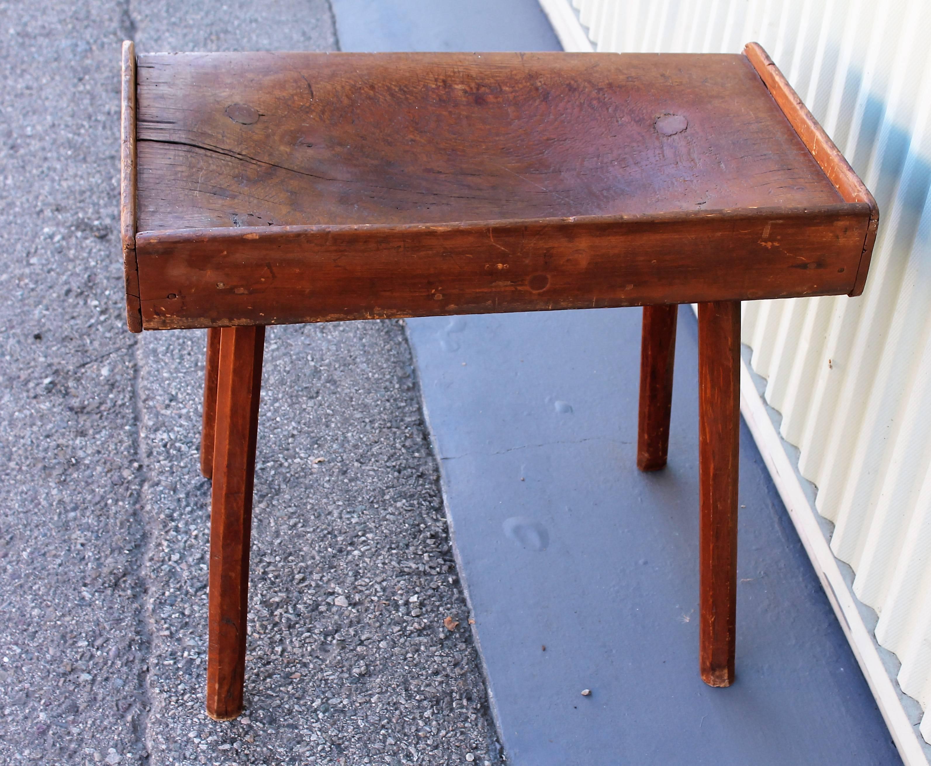 Hand-Crafted 19th Century Butcher Block Side Table For Sale