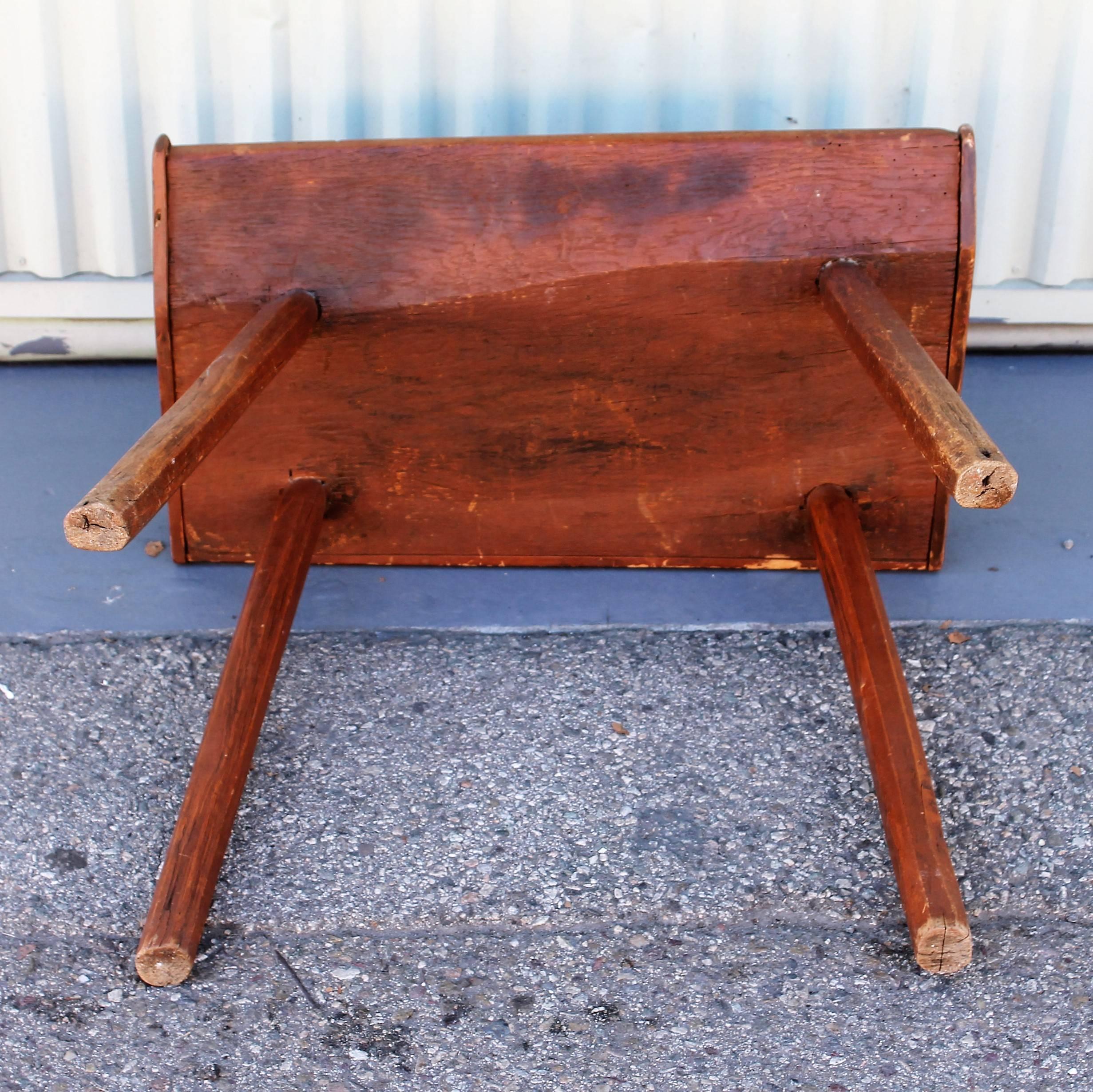 19th Century Butcher Block Side Table In Distressed Condition For Sale In Los Angeles, CA
