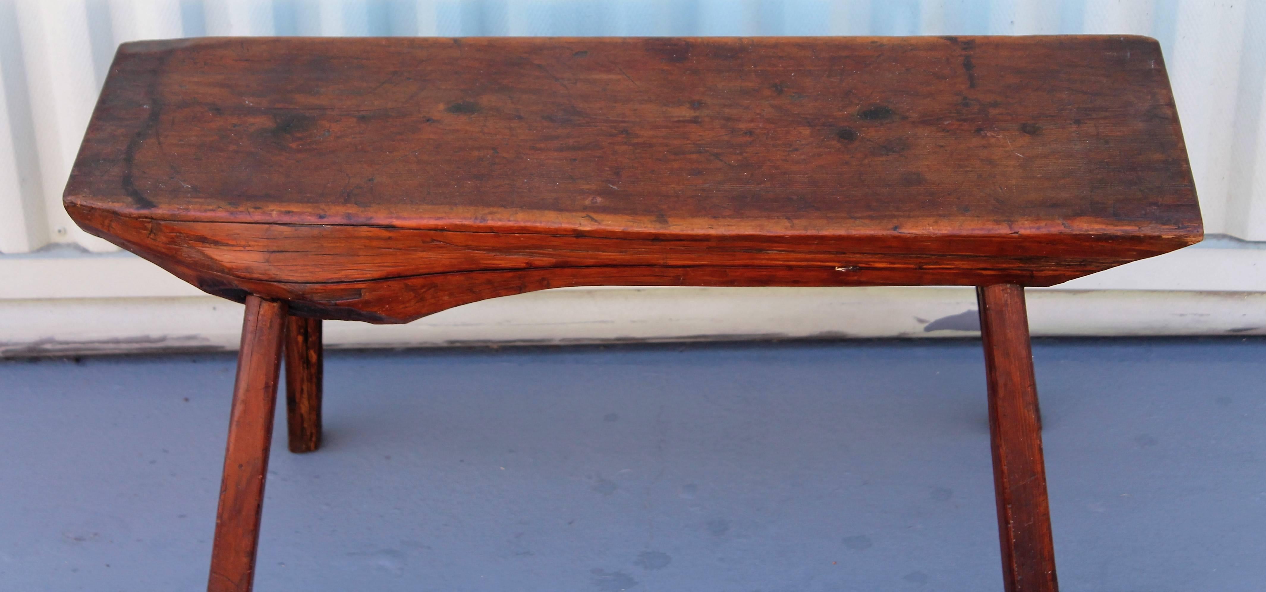 This is 19Th century plank split log natural bench was found in an early estate in California and is made from redwood tree log. Amazing sturdy condition. Wonderful untouched patina.