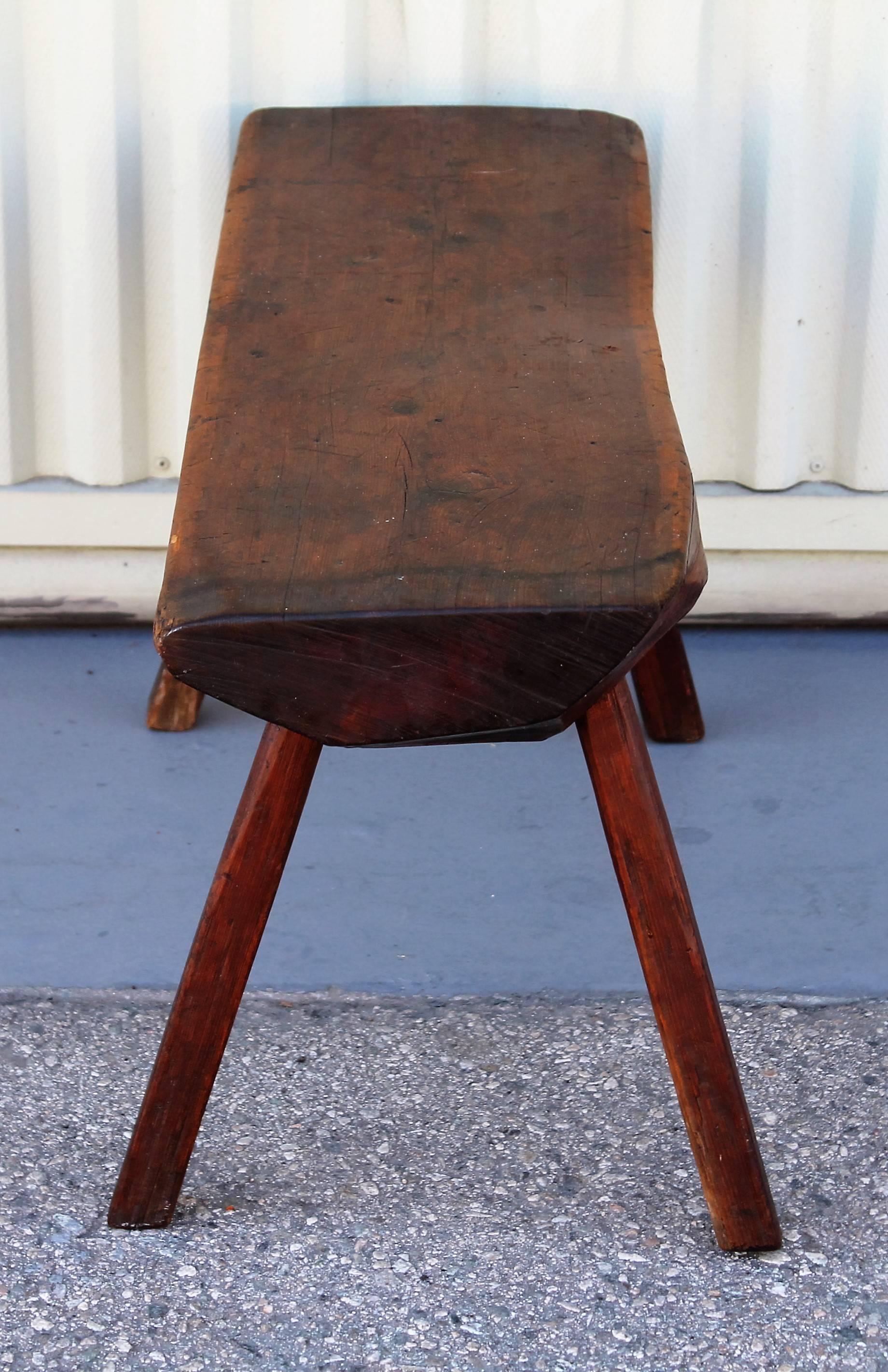 Adirondack Early 19th Century Split Log Redwood Bench or Table