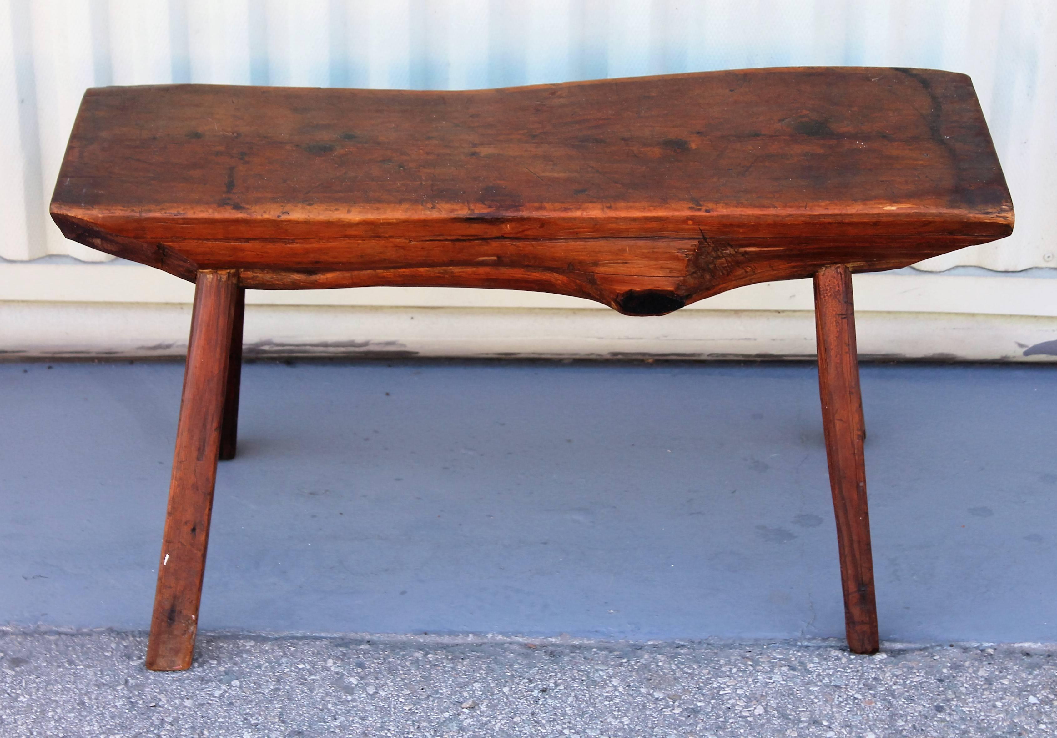 American Early 19th Century Split Log Redwood Bench or Table