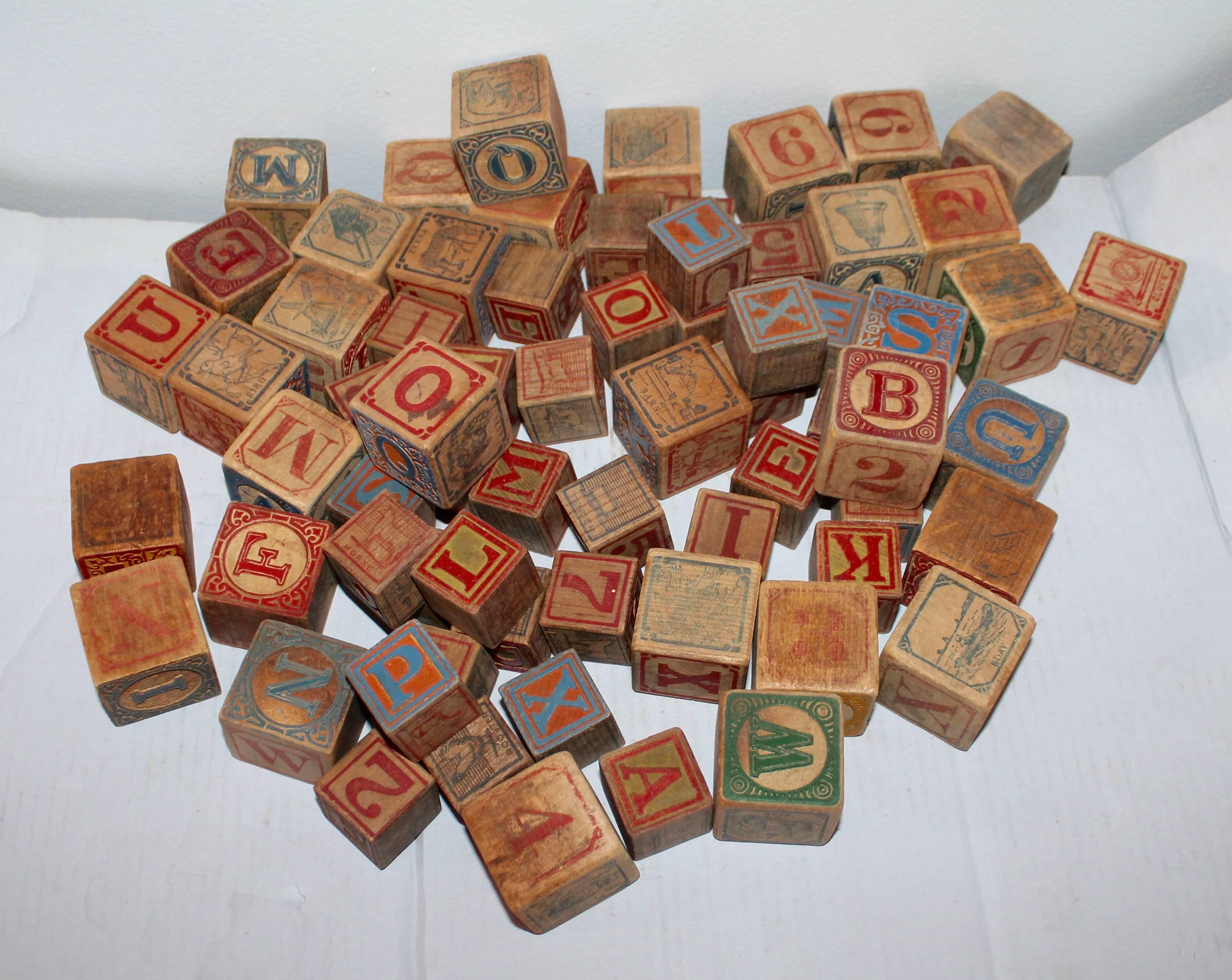 Country Large 19th Century Collection of Childrens Blocks