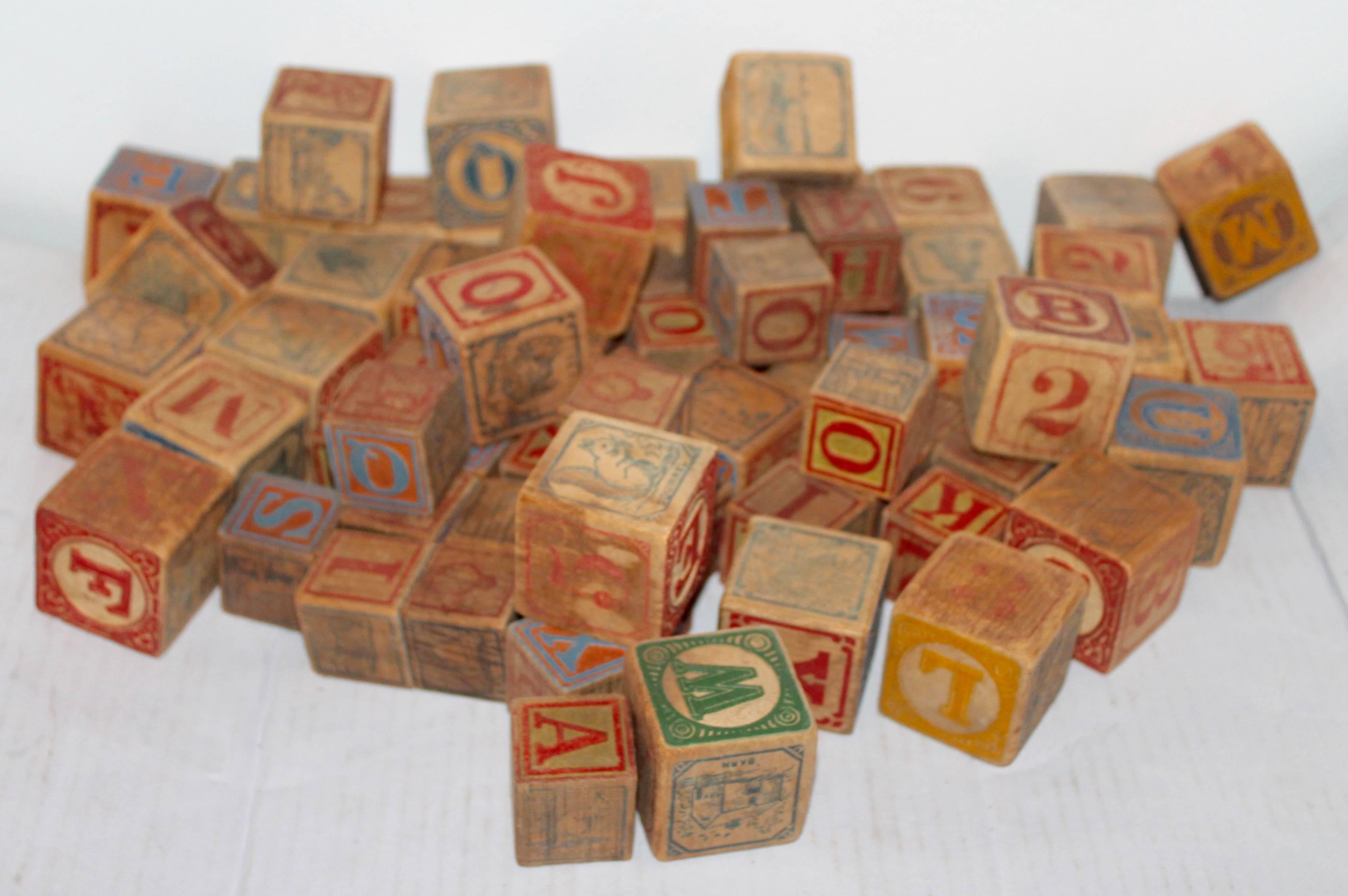 American Large 19th Century Collection of Childrens Blocks