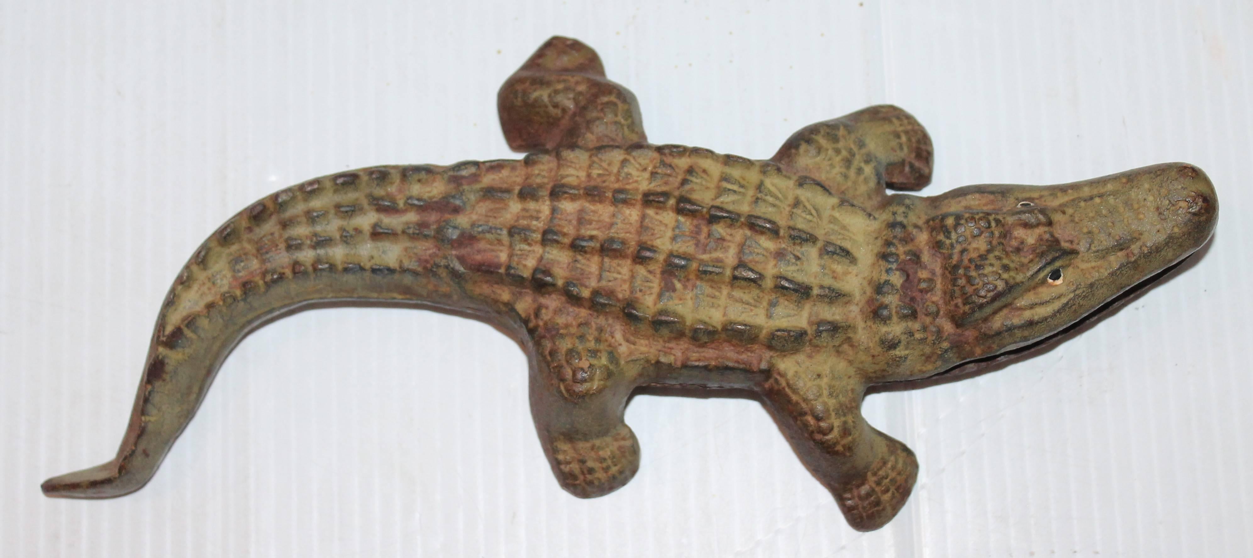 Adirondack 19th Century Original Painted Cast Iron Alligator