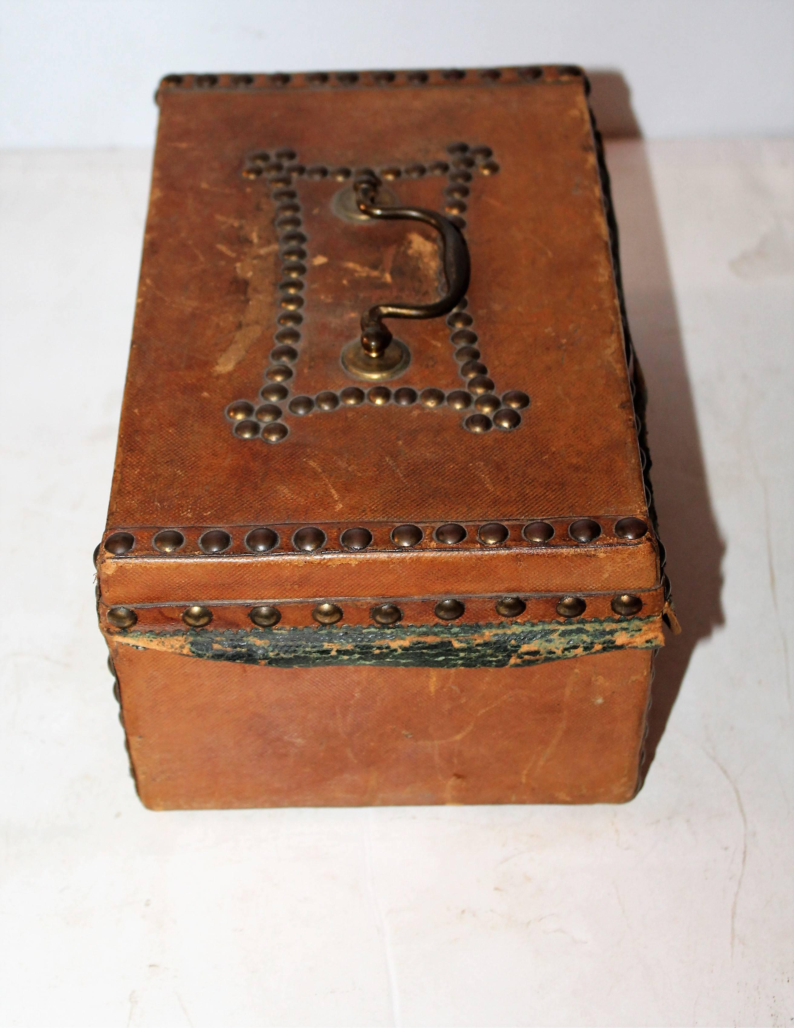 Hand-Crafted Early 19th Century Leather Covered Document Box from Boston