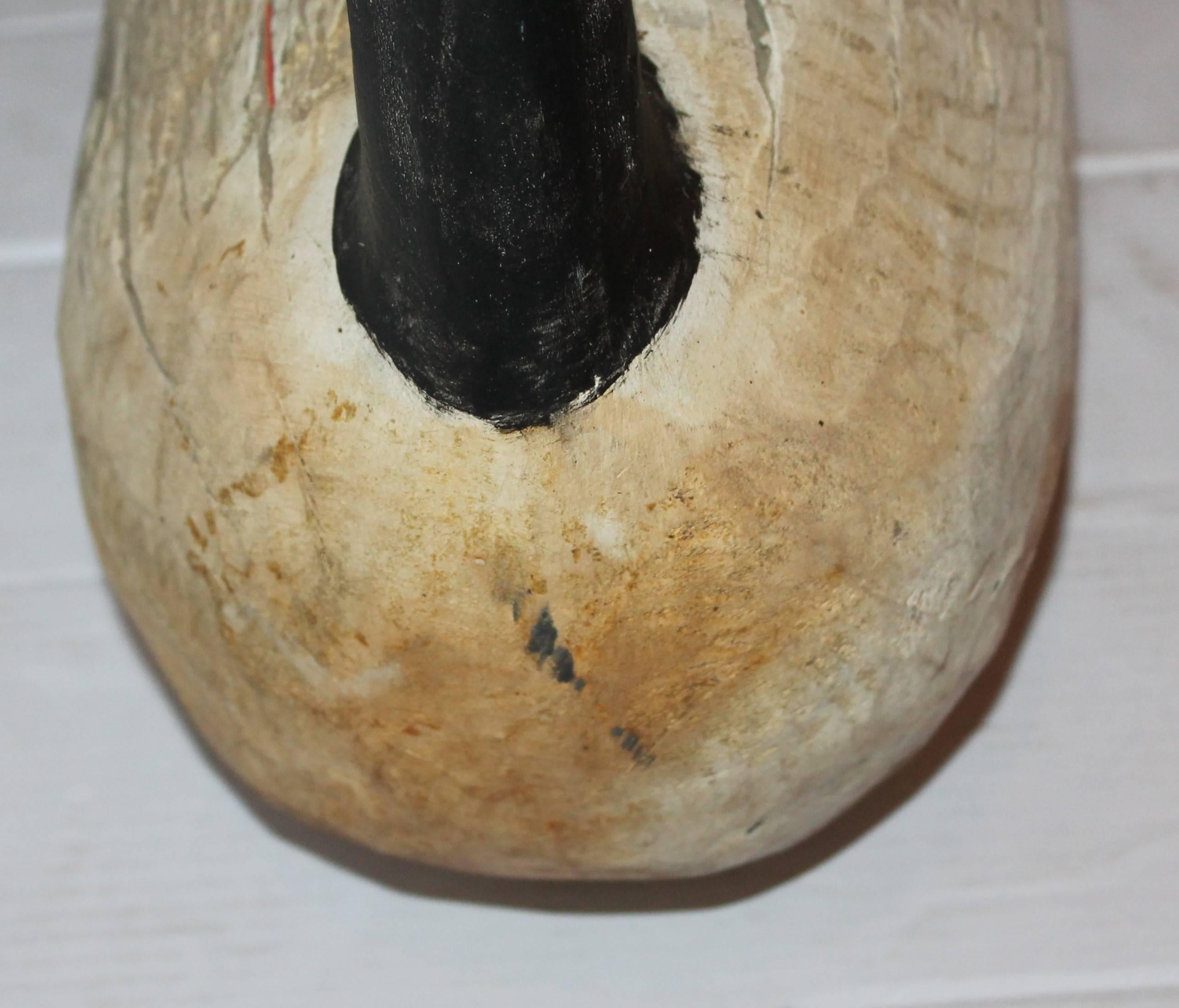 Folk Art 1930s Hand-Carved and Painted Goose Decoy from Diamond, Missouri