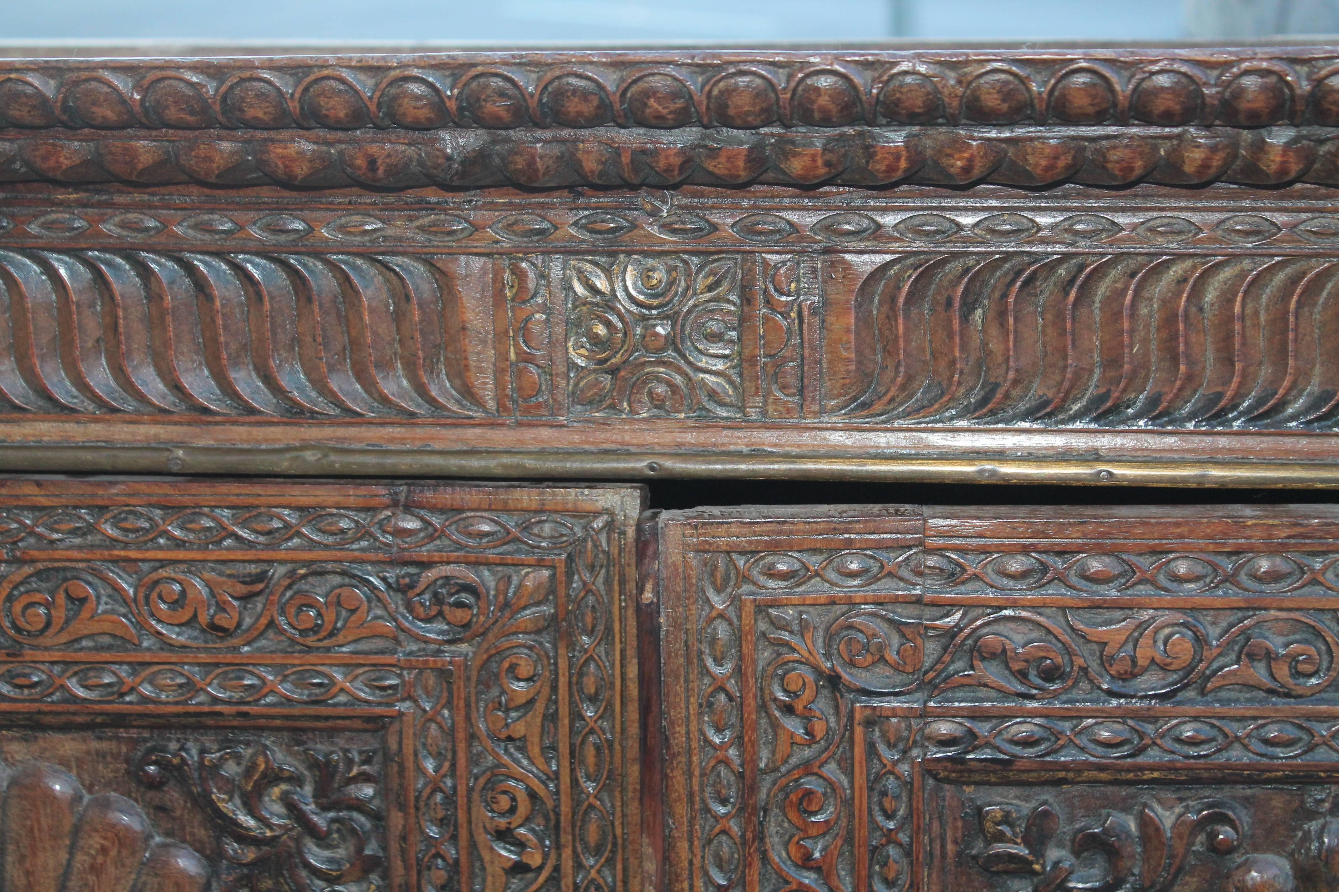 Indian Early 19th Century Hand-Carved Two-Piece Wall Cupboard