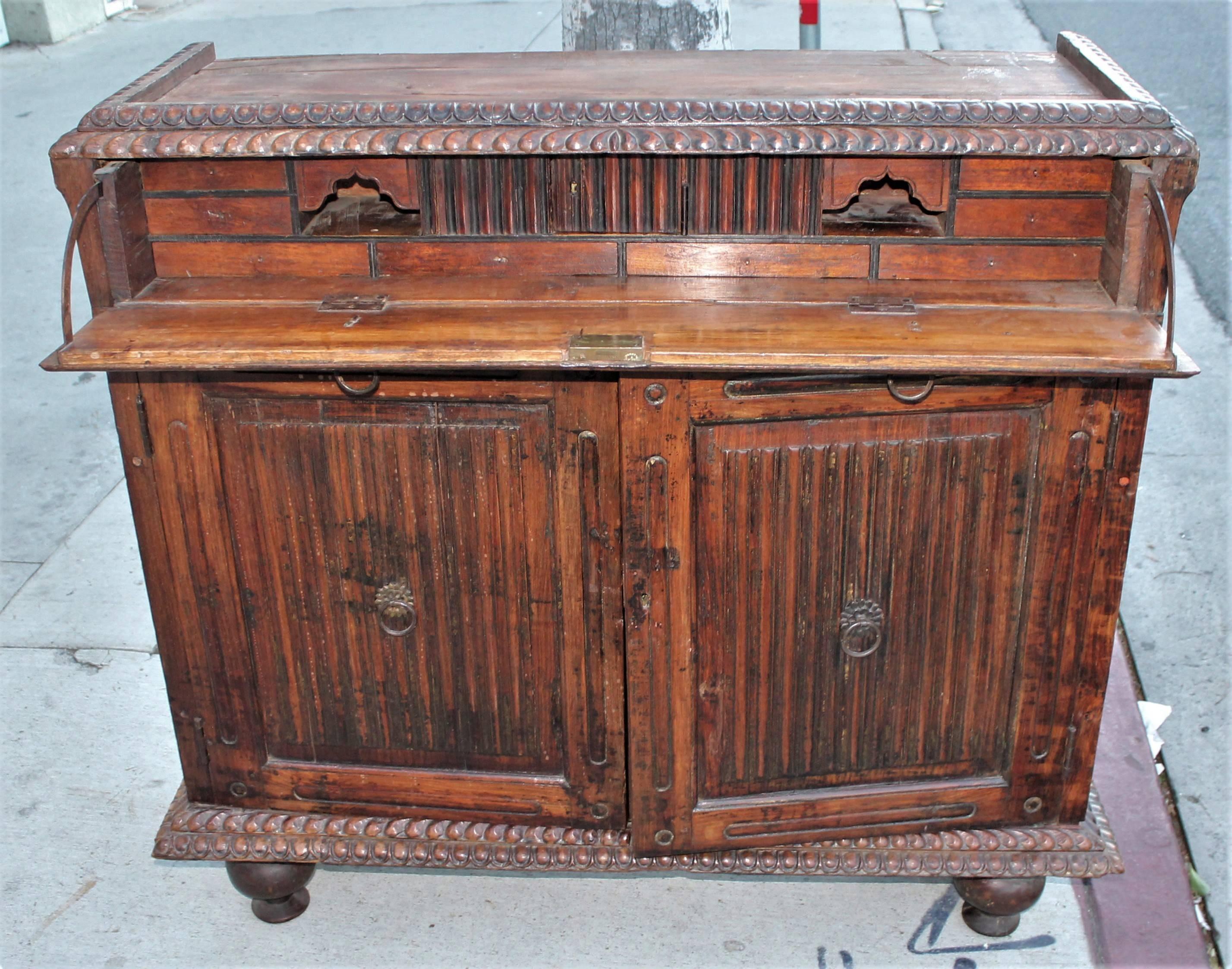 Wood Early 19th Century Hand-Carved Two-Piece Wall Cupboard