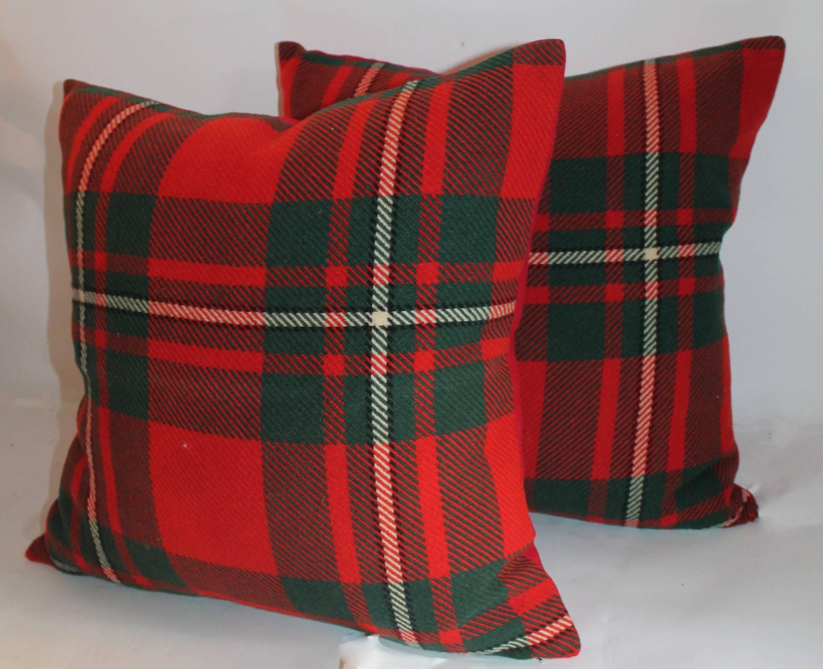 Adirondack Pair of Plaid Wool Blanket Pillows