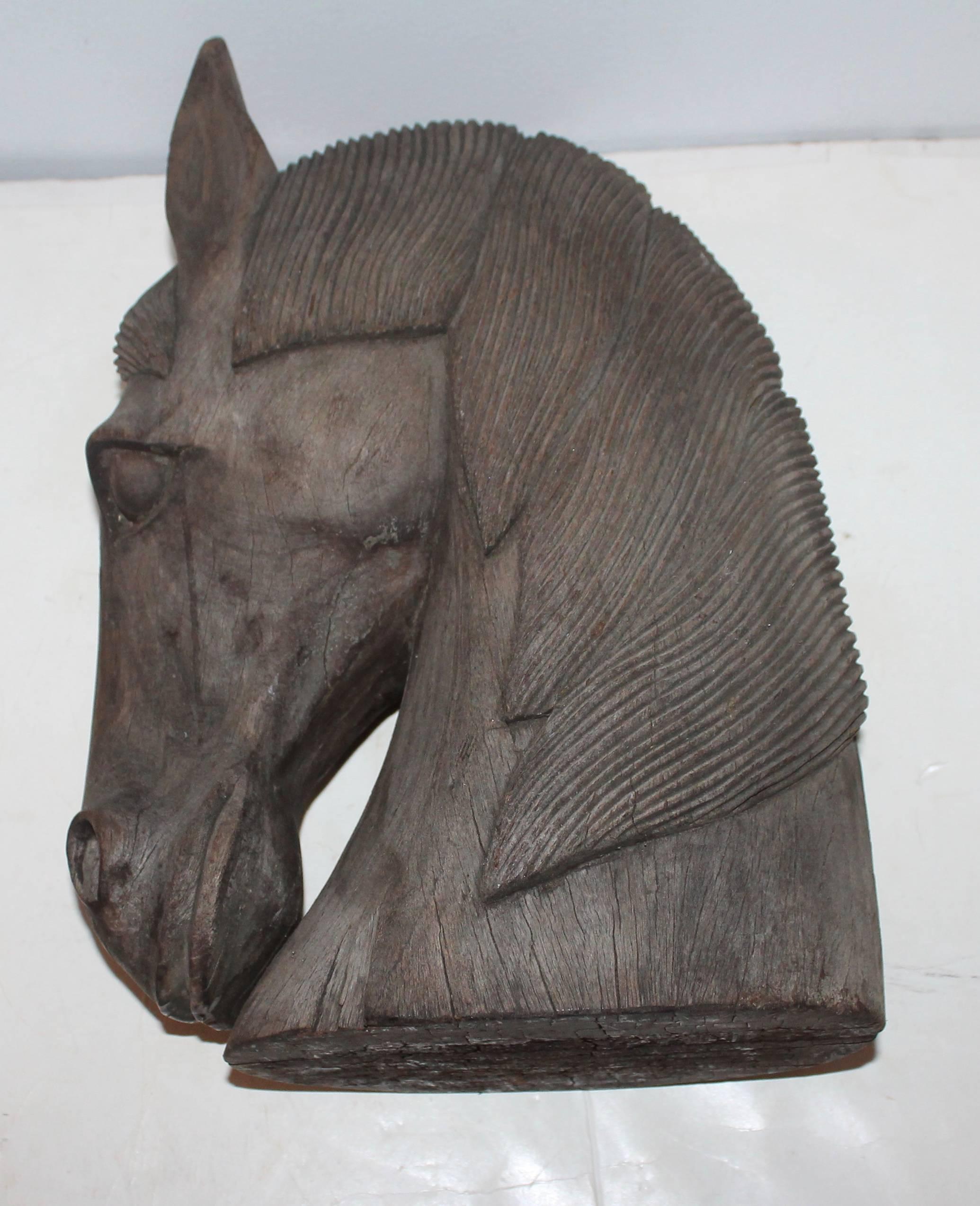 Adirondack Hand-Carved Wood Horse Head