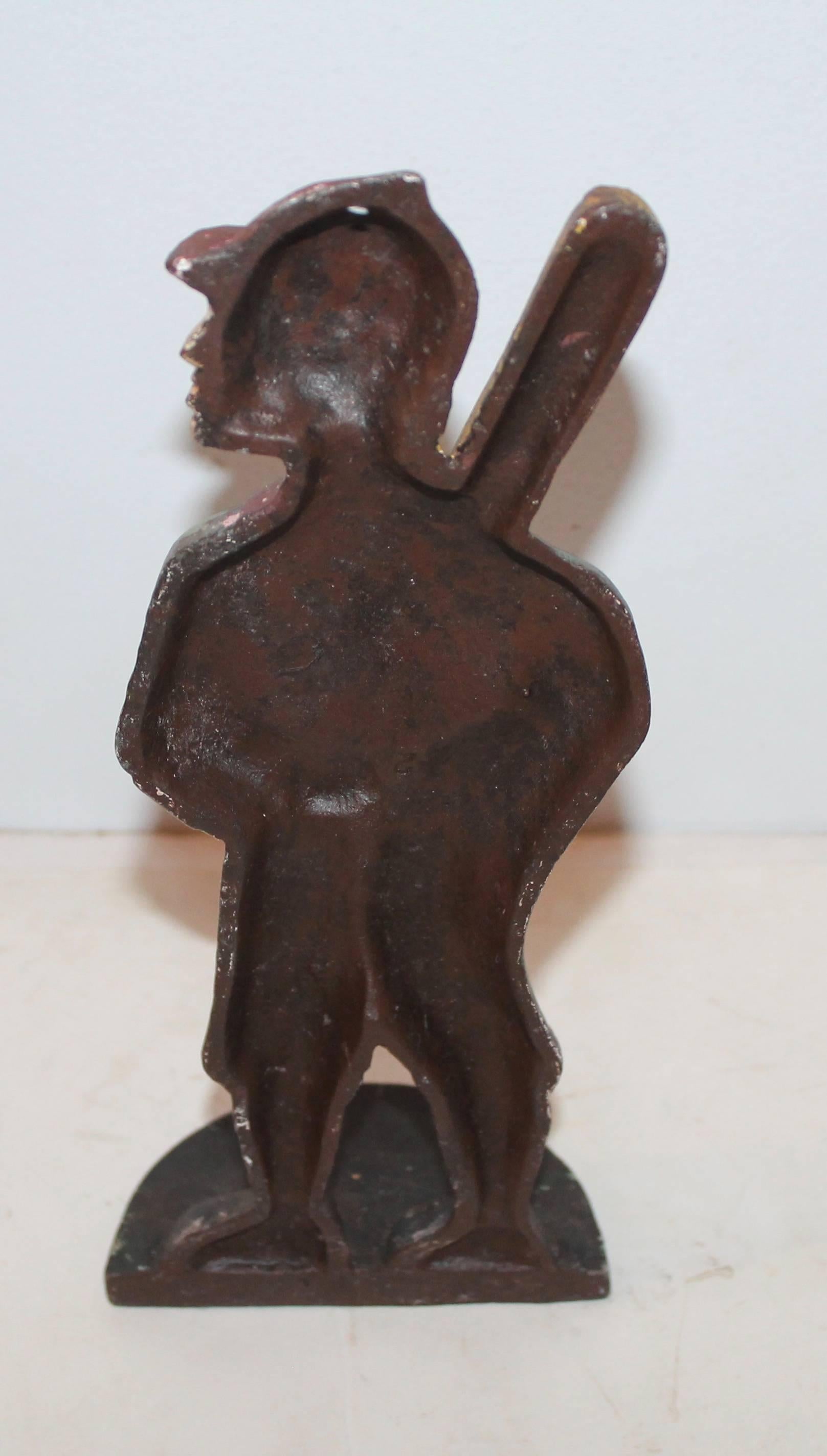 American Painted Baseball Player Iron Doorstop