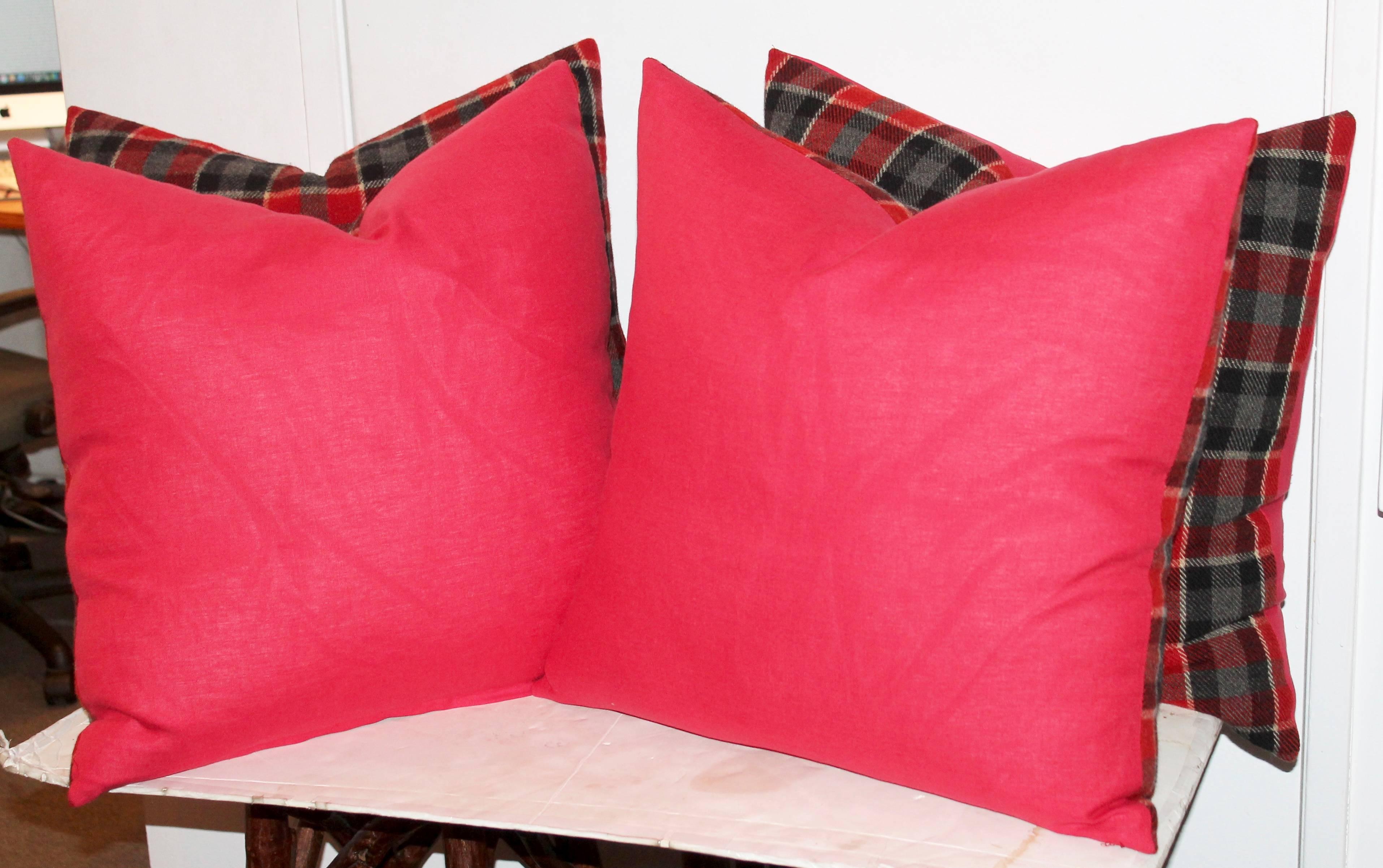 red and green plaid pillows