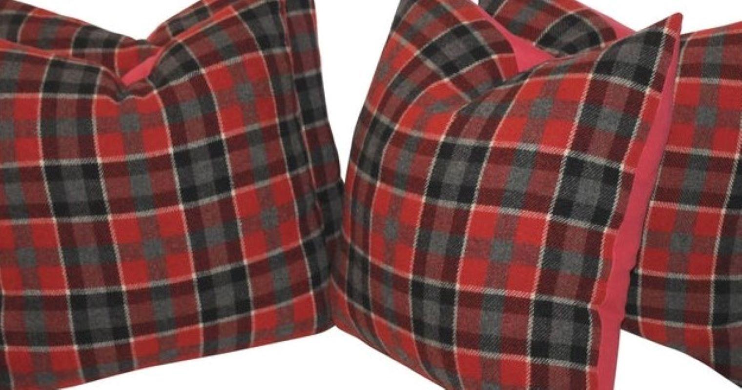 Adirondack Pair of Red and Green Plaid Pillows