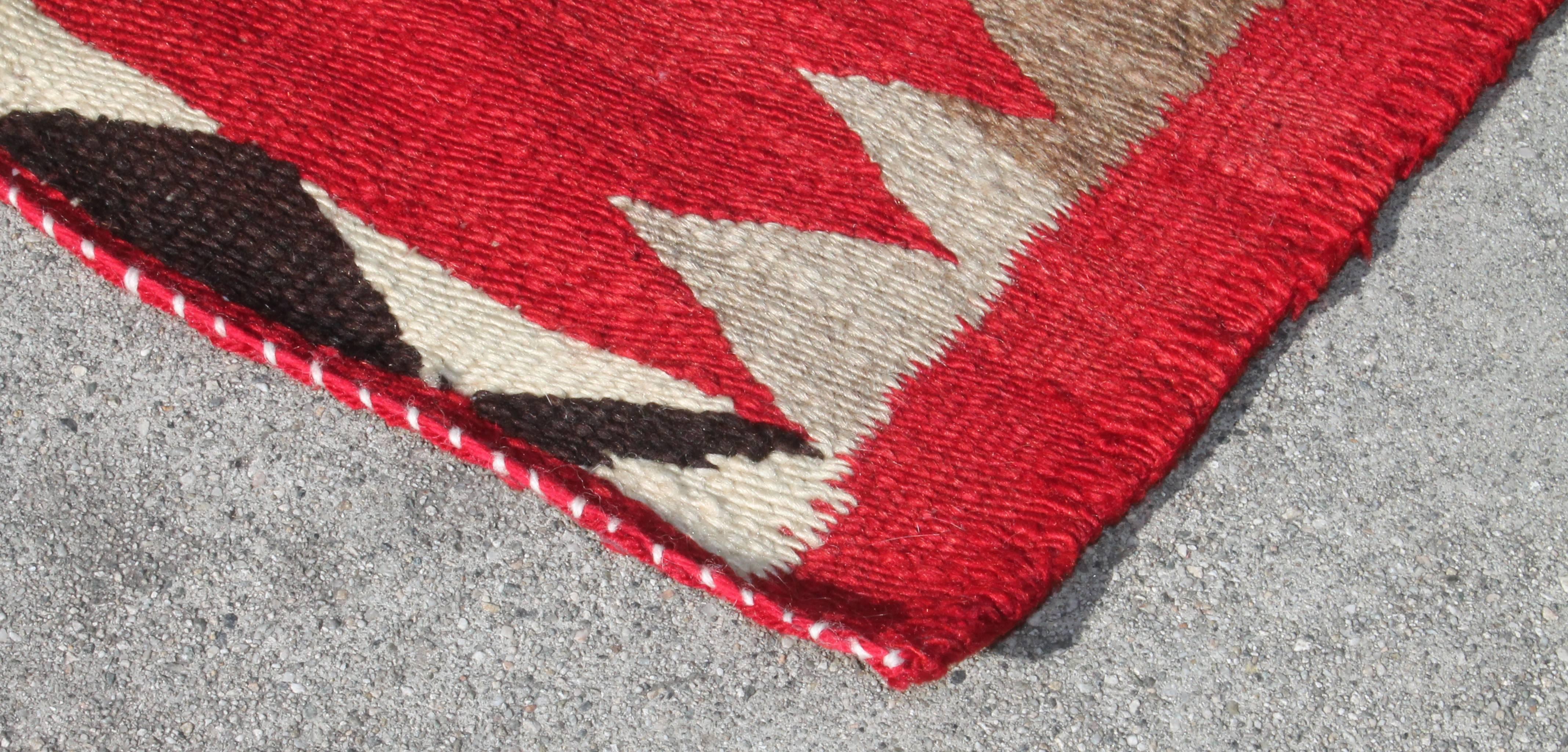 Red Navajo Transitional Rug with Three Central Diamonds 1