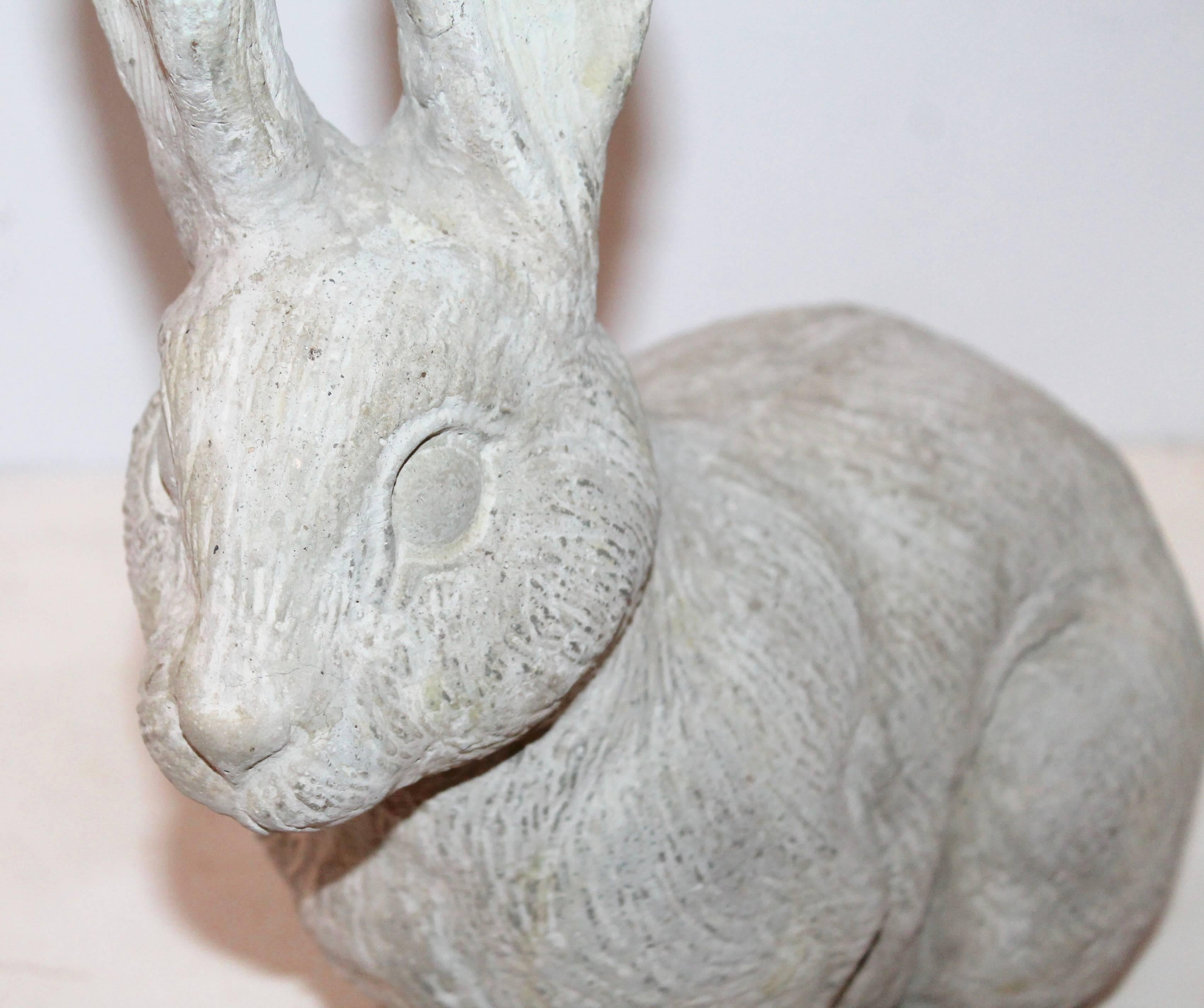 1920s original grey painted concrete garden rabbit. This fun rabbit is great in or outside your house. The condition is very good with wear consistent with age and use.