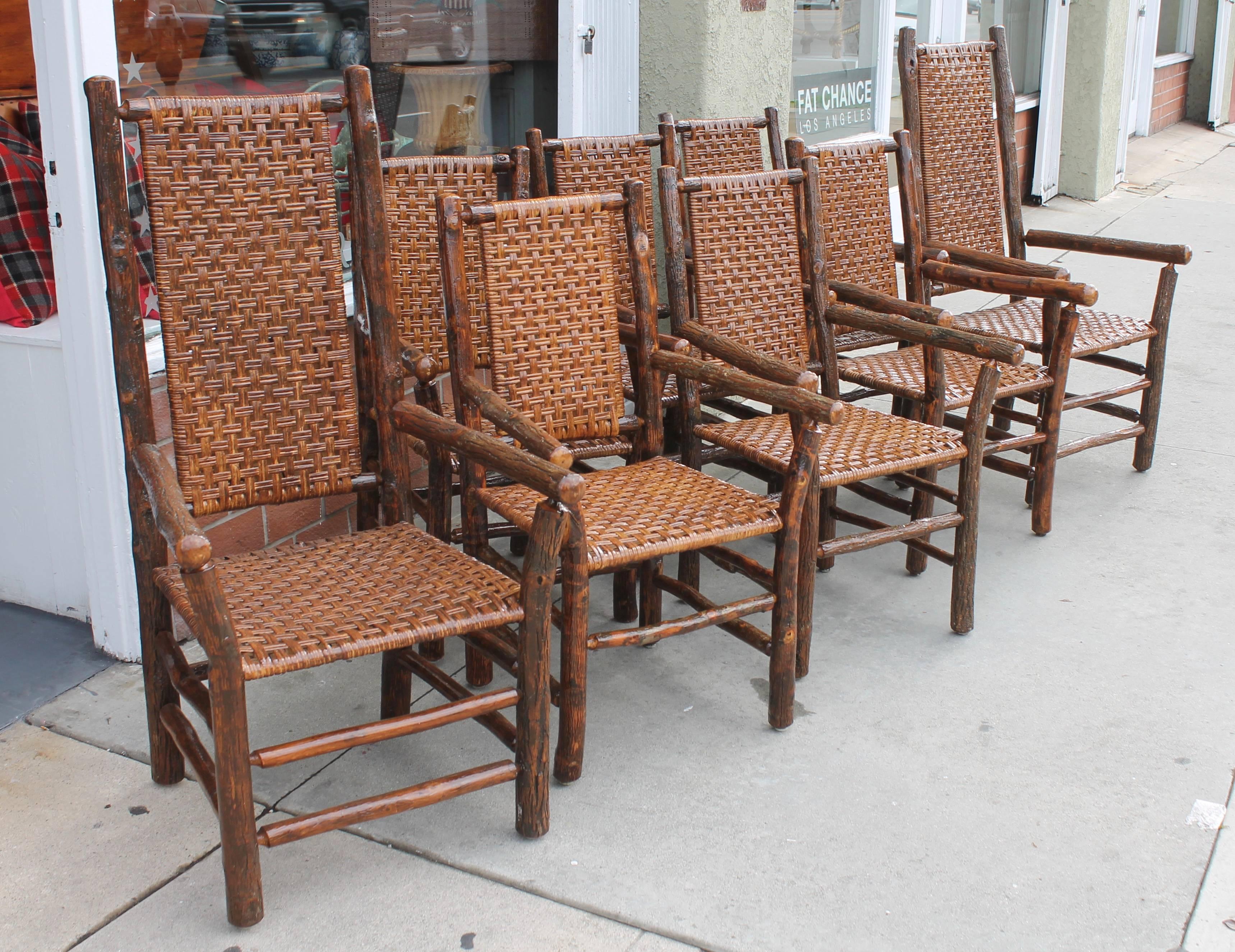 Adirondack Set of Eight Signed Old Hickory Dinning Chairs
