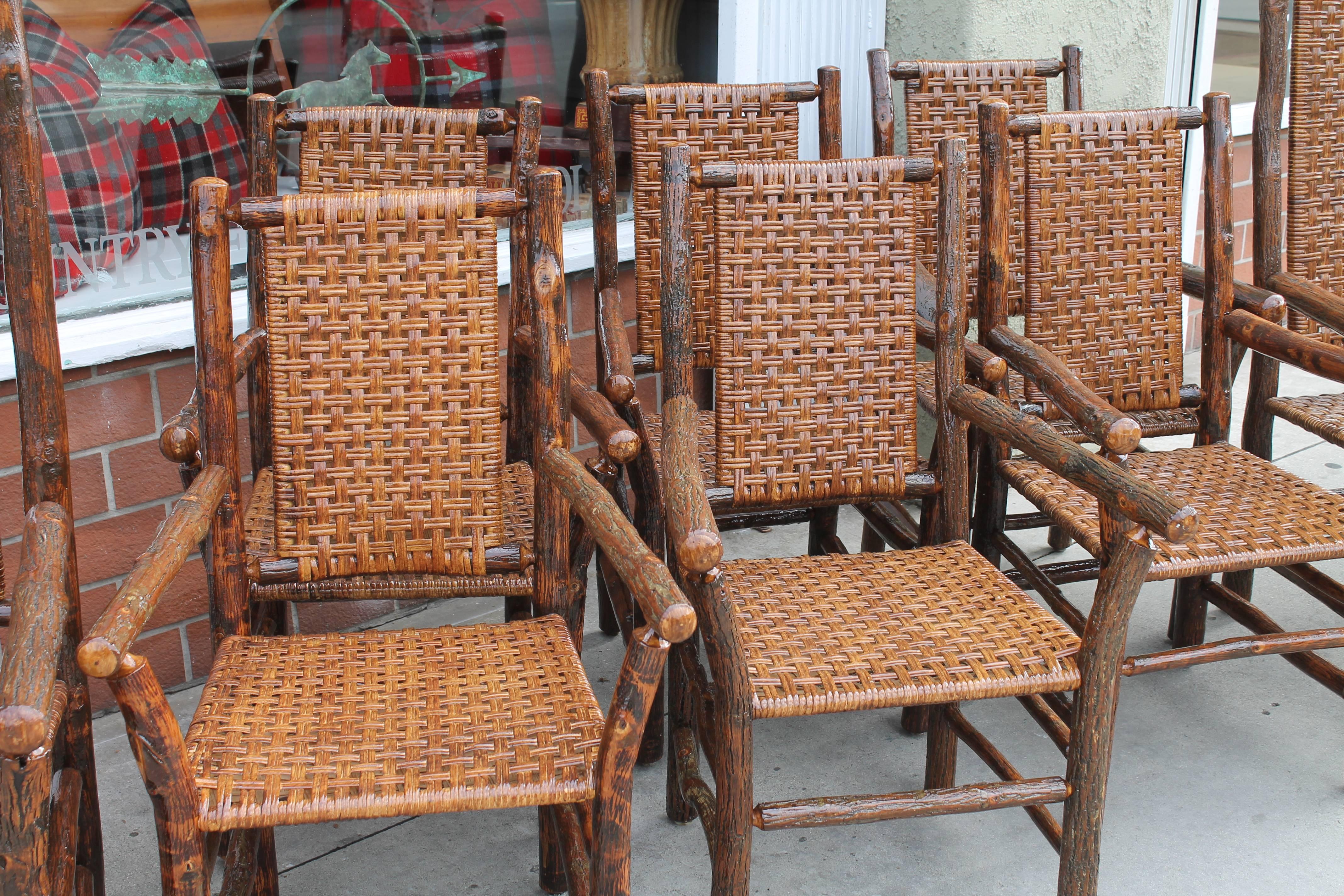 American Set of Eight Signed Old Hickory Dinning Chairs
